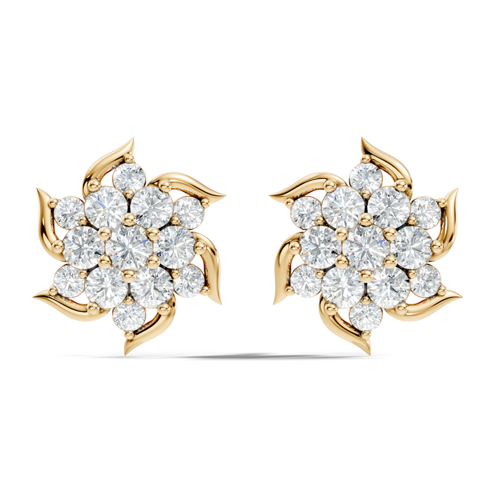 Round Brilliant Cut Diamond Pinwheel Cluster Stud