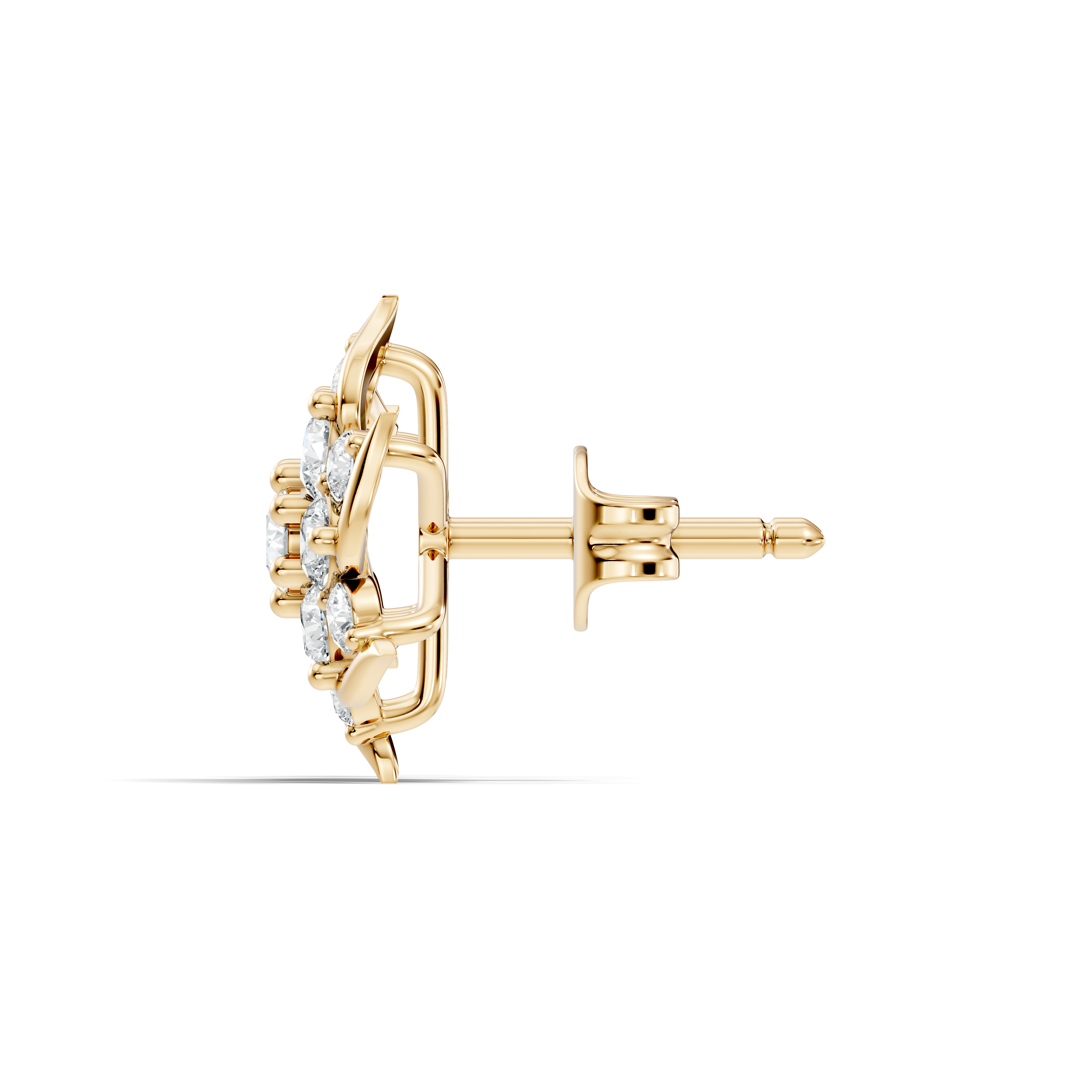 Round Brilliant Cut Diamond Pinwheel Cluster Stud