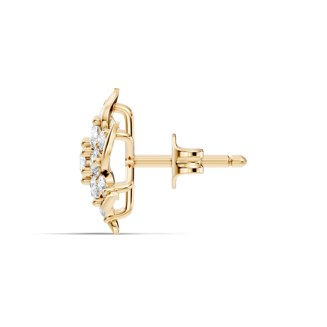 Round Brilliant Cut Diamond Pinwheel Cluster Stud