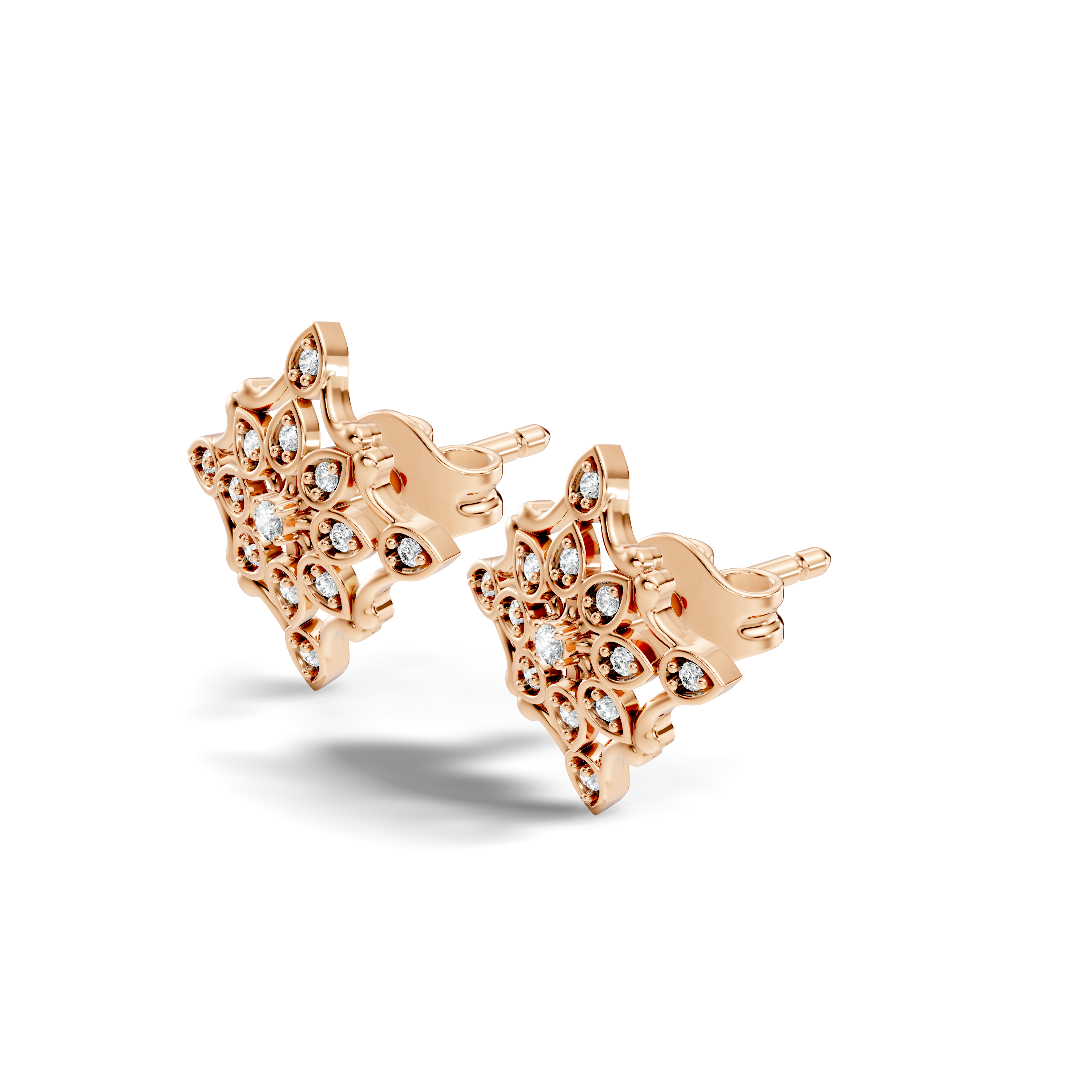 Round Diamond Openwork Geometric Star Motif Stud