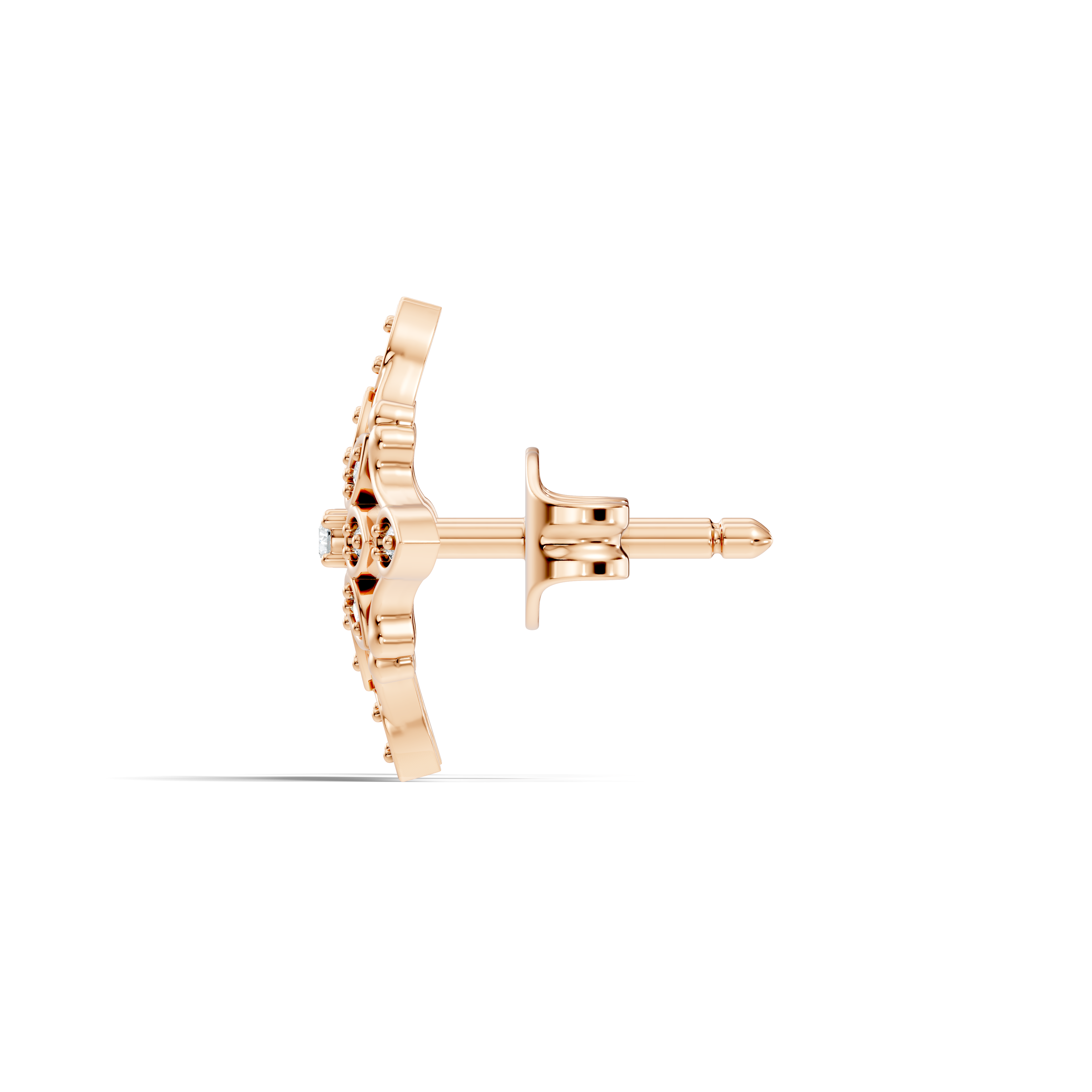 Round Diamond Openwork Geometric Star Motif Stud