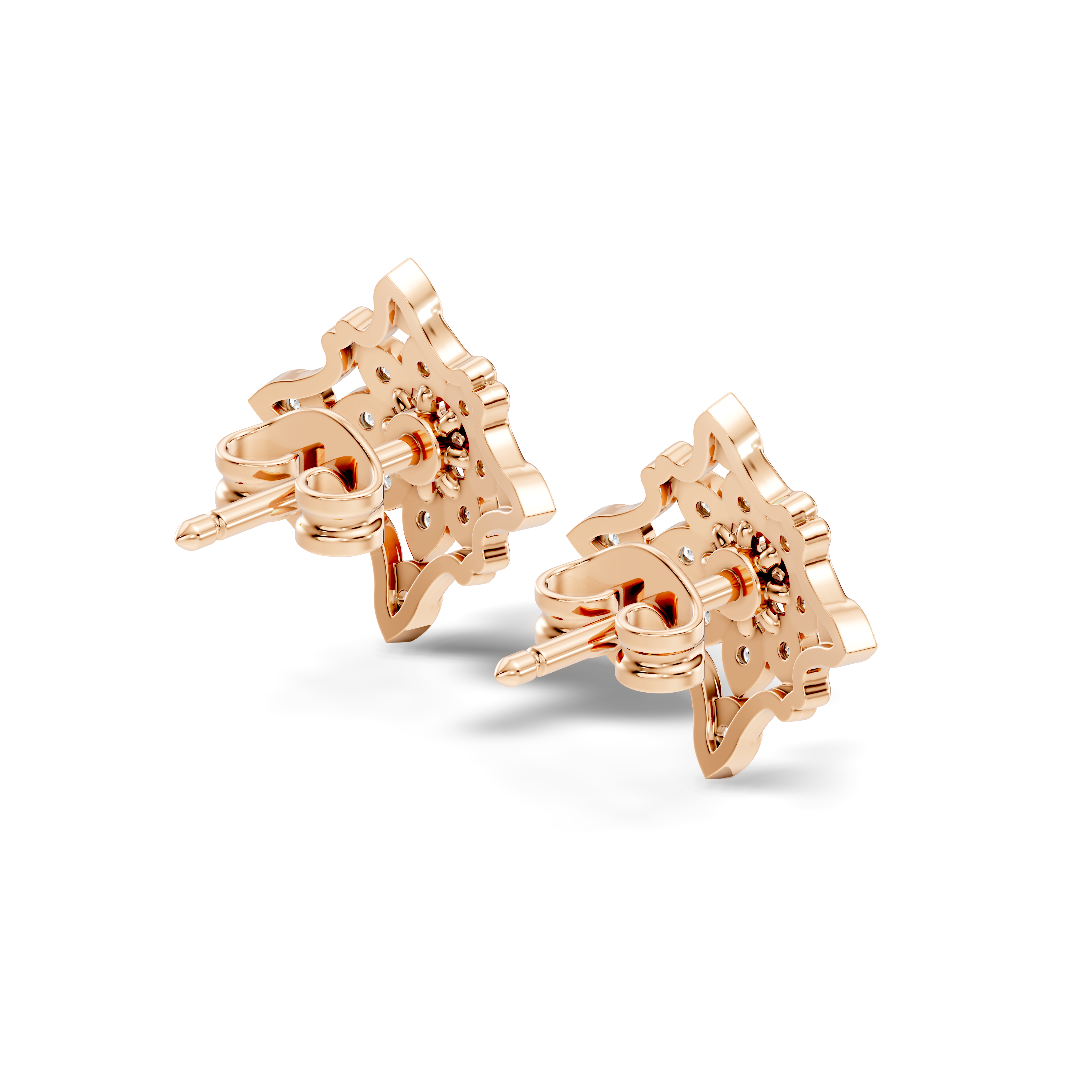 Round Diamond Openwork Geometric Star Motif Stud