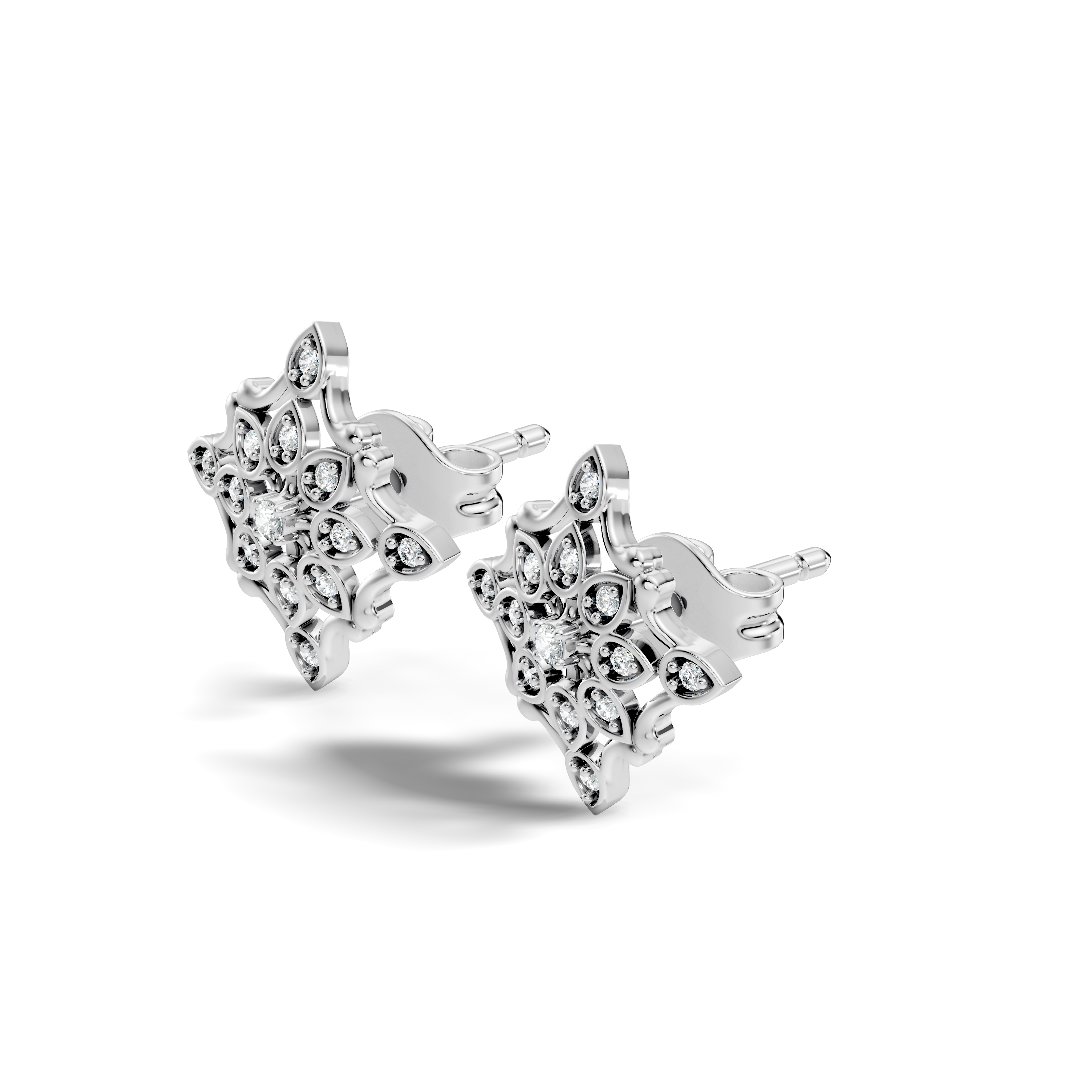 Round Diamond Openwork Geometric Star Motif Stud