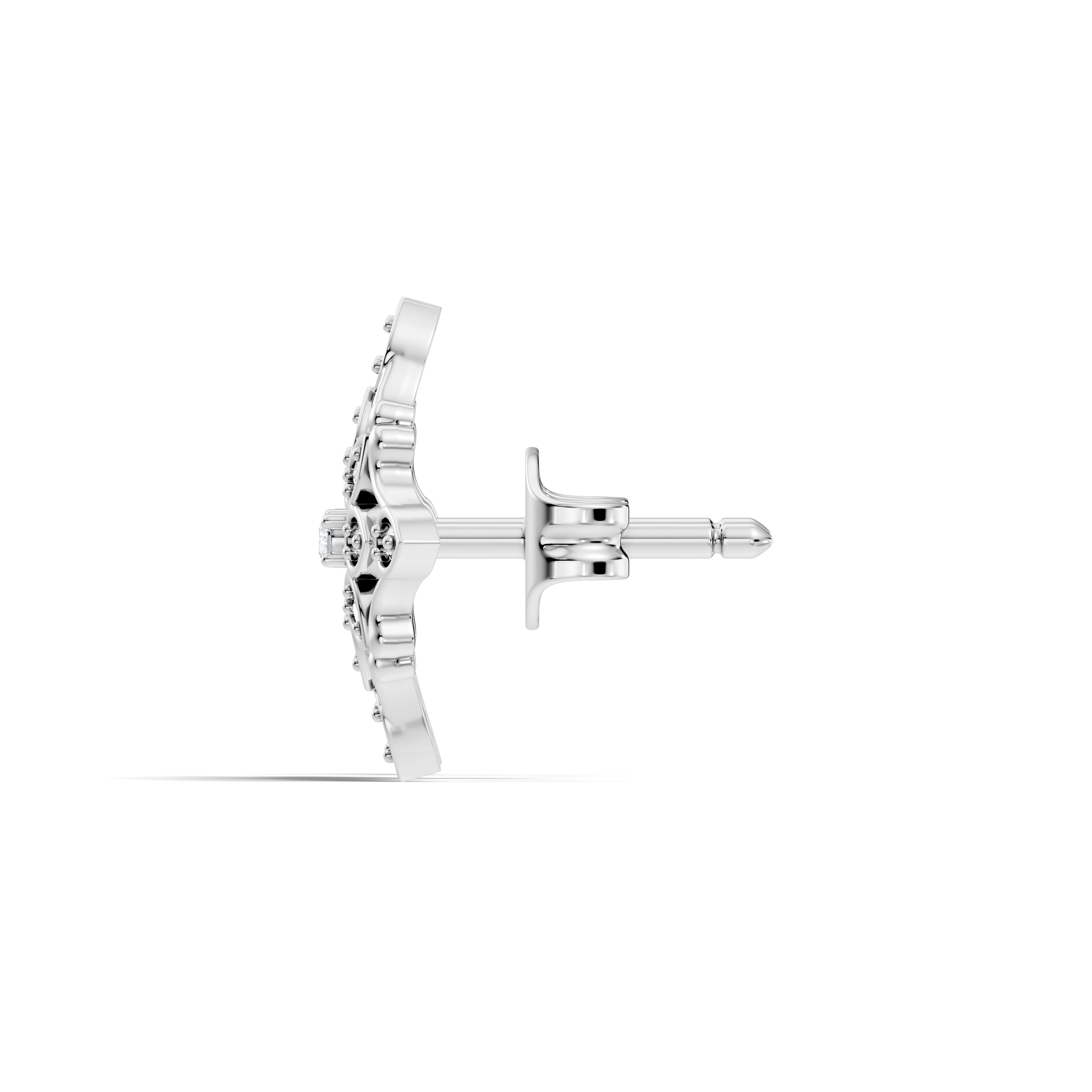 Round Diamond Openwork Geometric Star Motif Stud