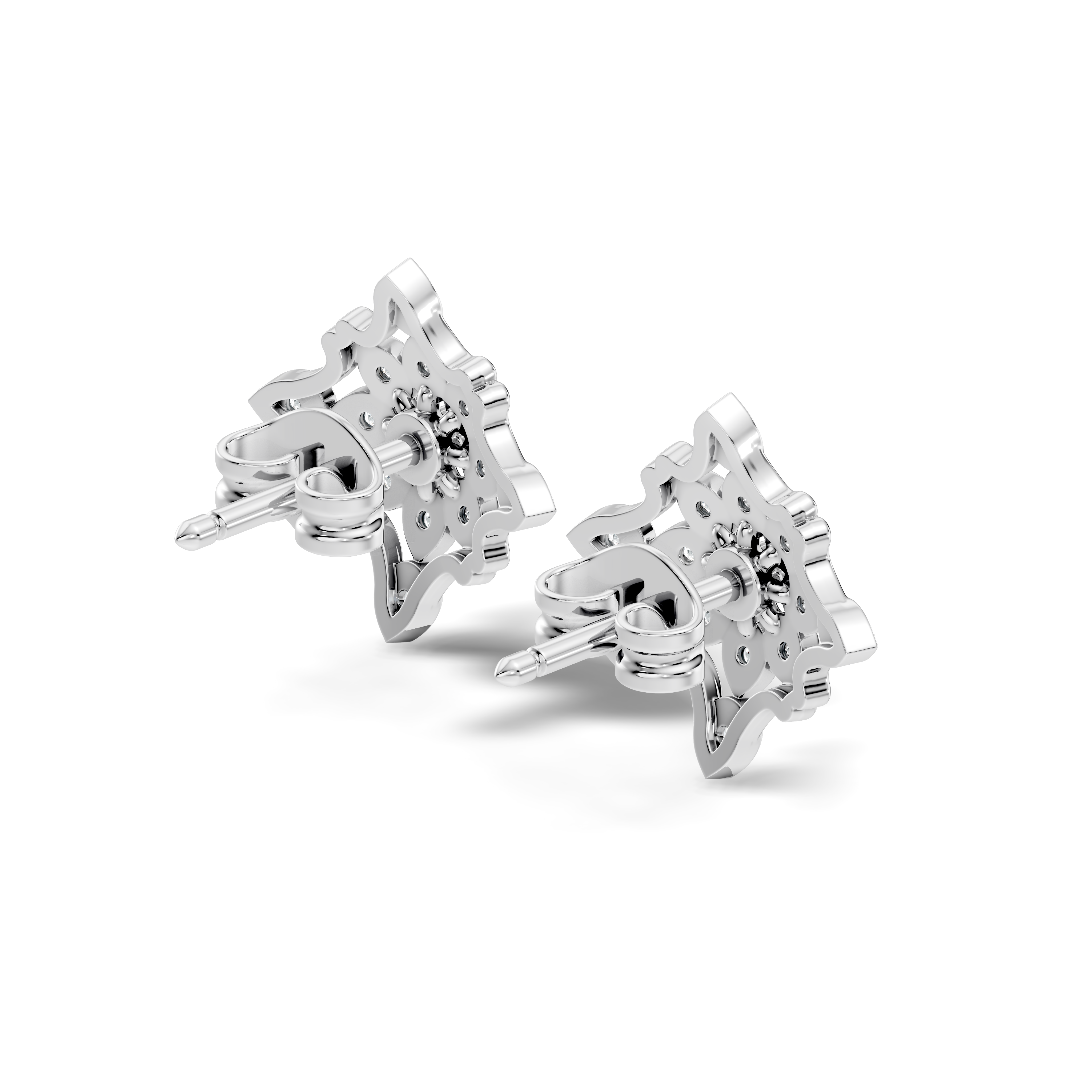 Round Diamond Openwork Geometric Star Motif Stud