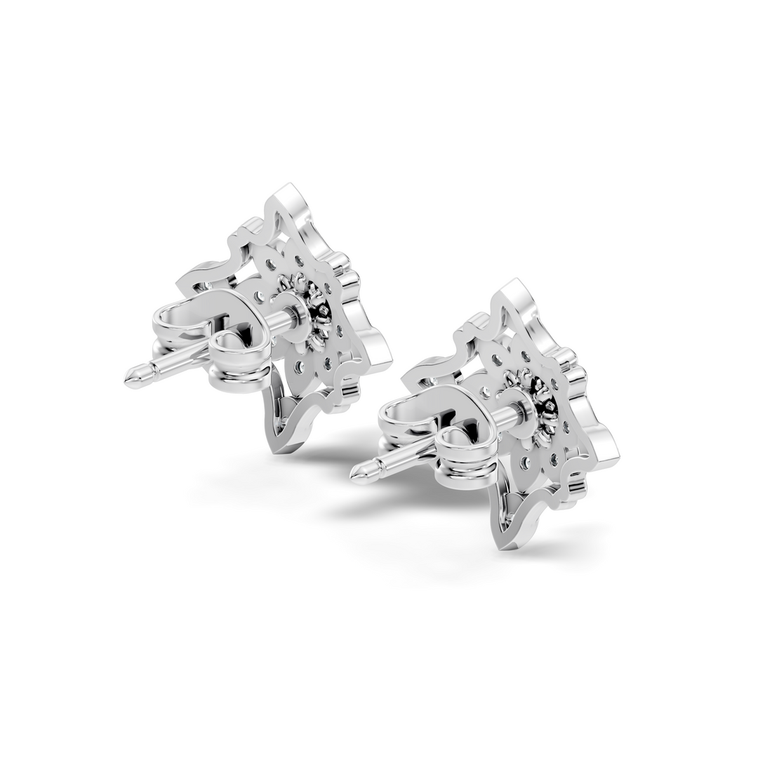 Round Diamond Openwork Geometric Star Motif Stud