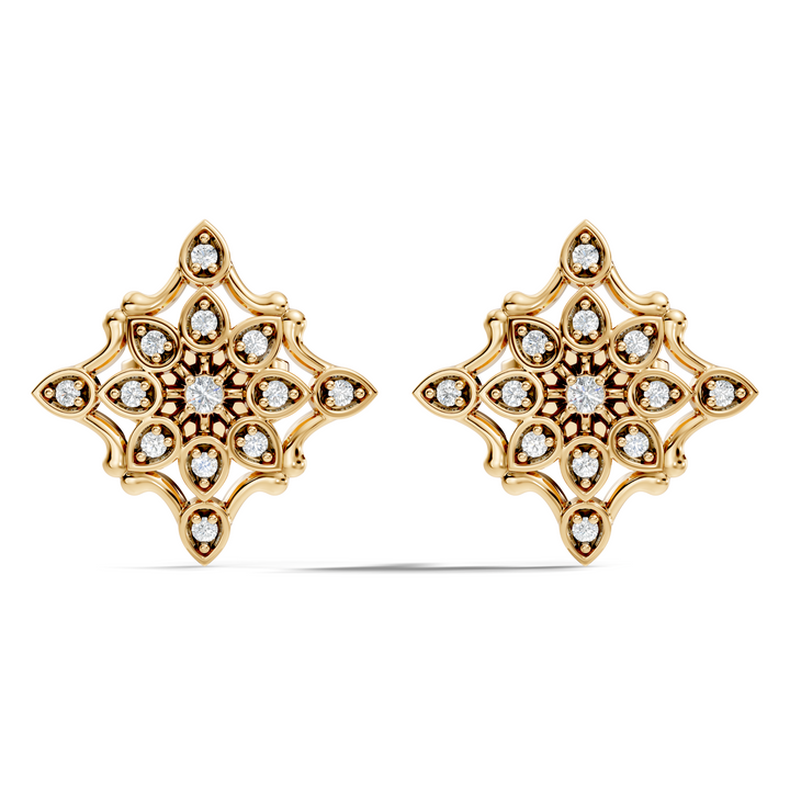 Round Diamond Openwork Geometric Star Motif Stud