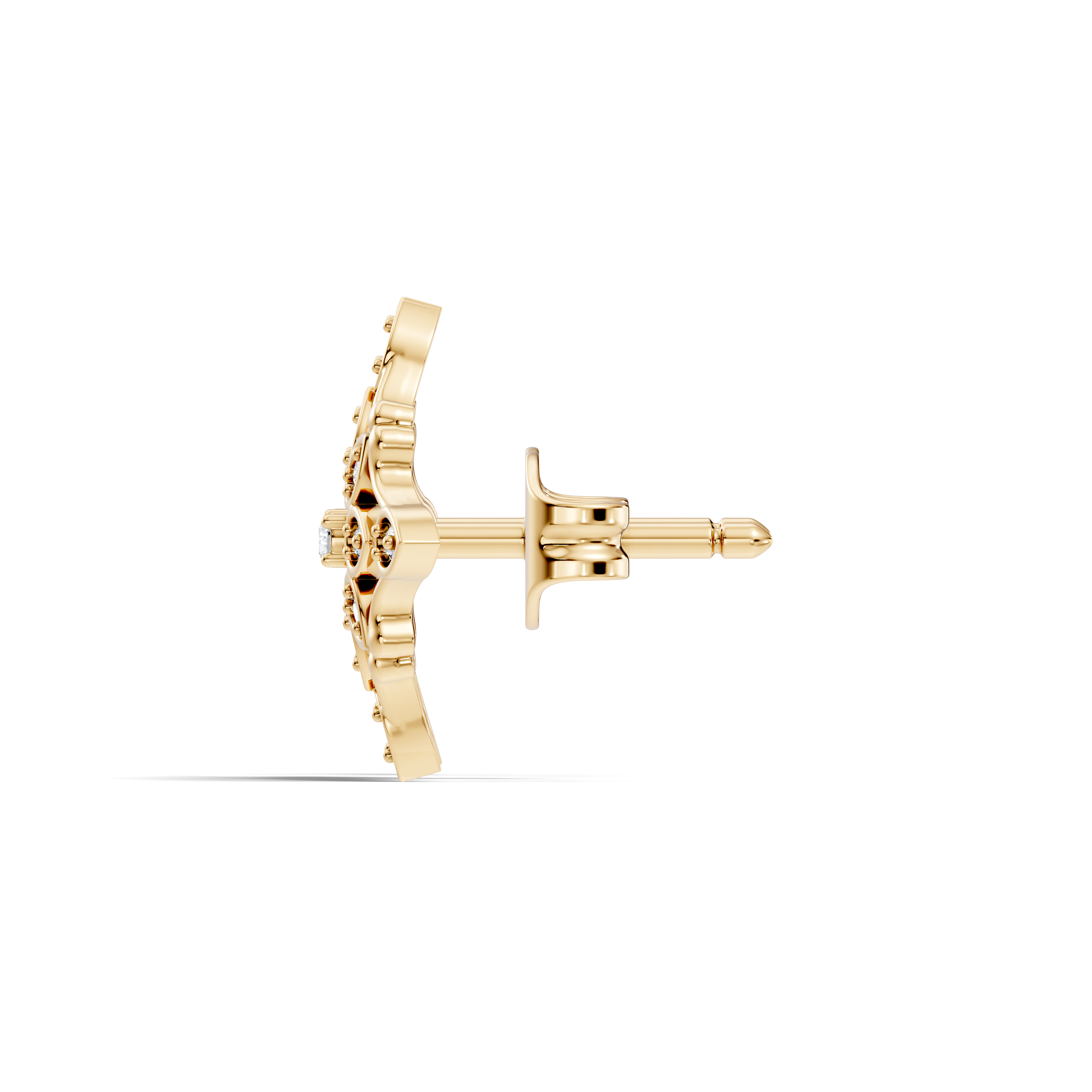 Round Diamond Openwork Geometric Star Motif Stud