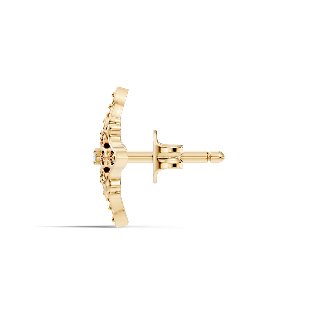 Round Diamond Openwork Geometric Star Motif Stud