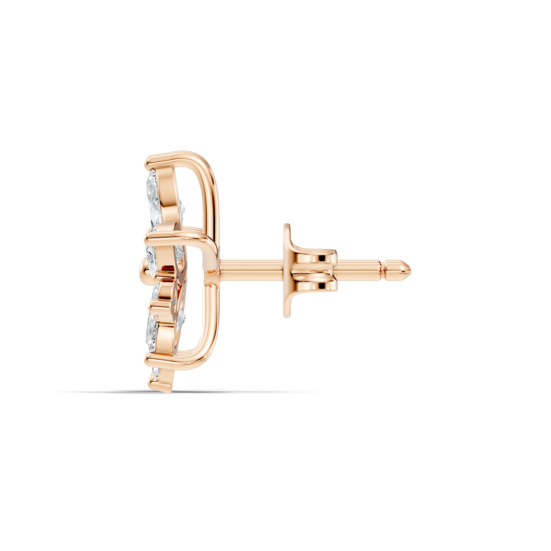 Marquise & Round Cut Lotus Blossom Cluster Stud