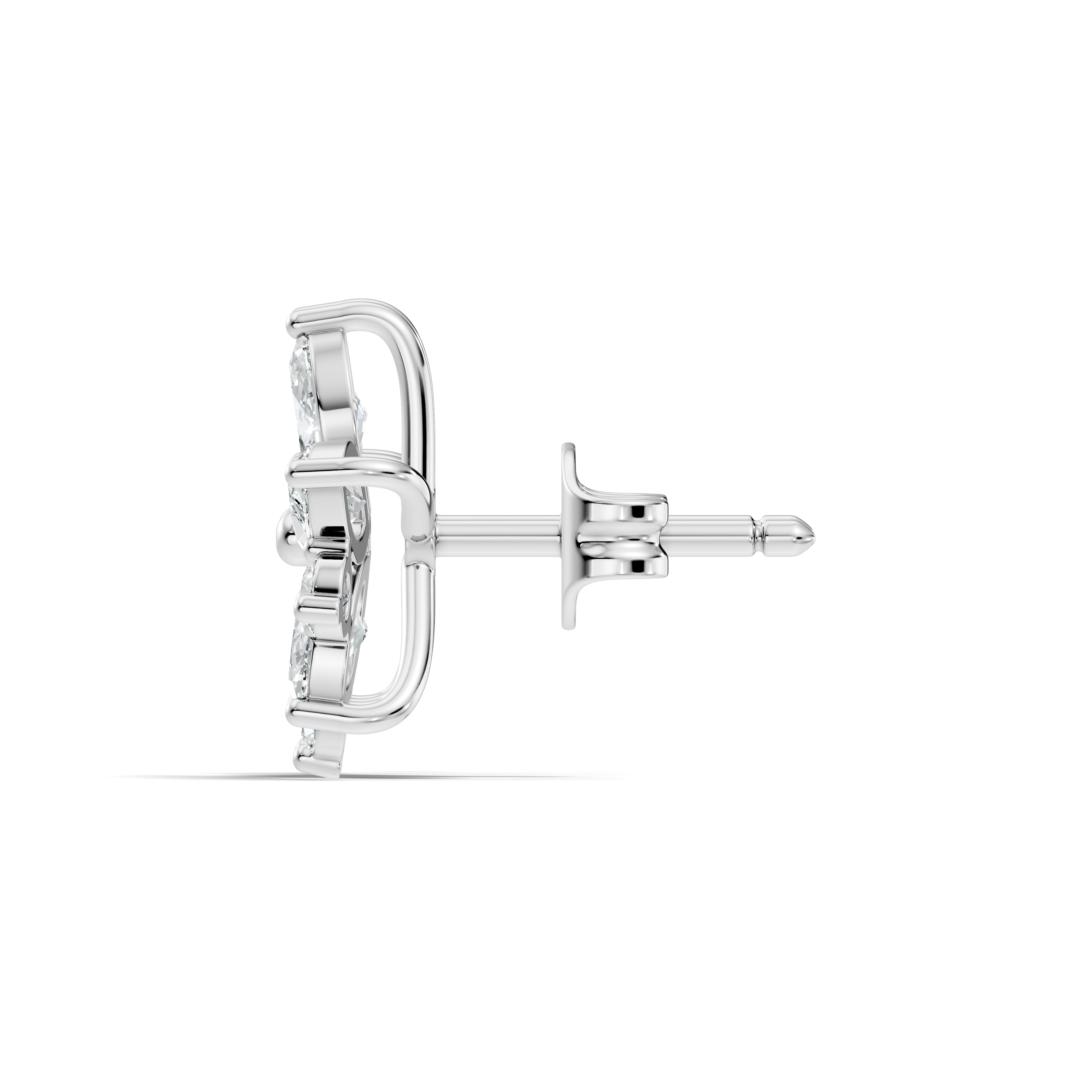 Marquise & Round Cut Lotus Blossom Cluster Stud
