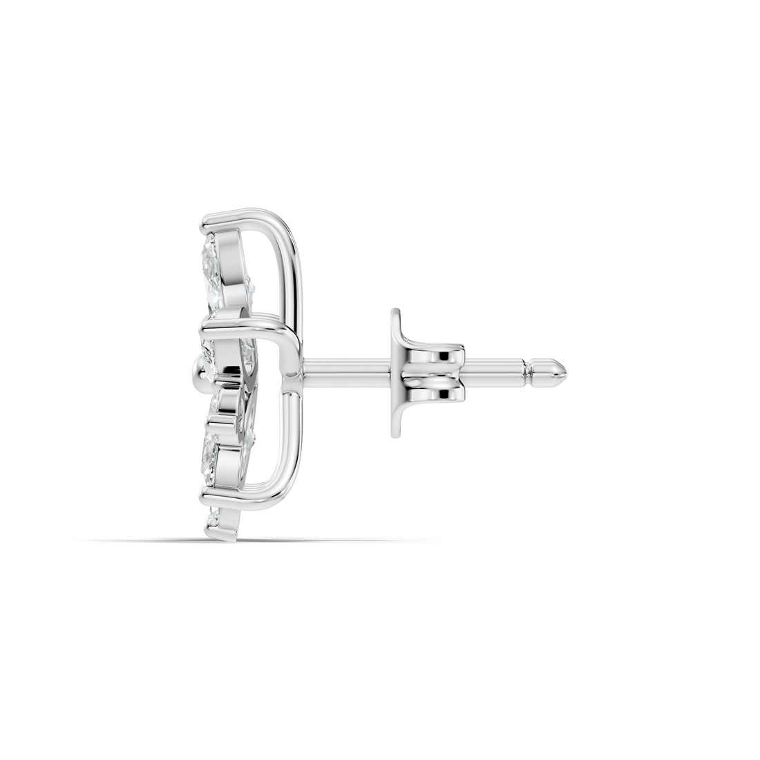 Marquise & Round Cut Lotus Blossom Cluster Stud