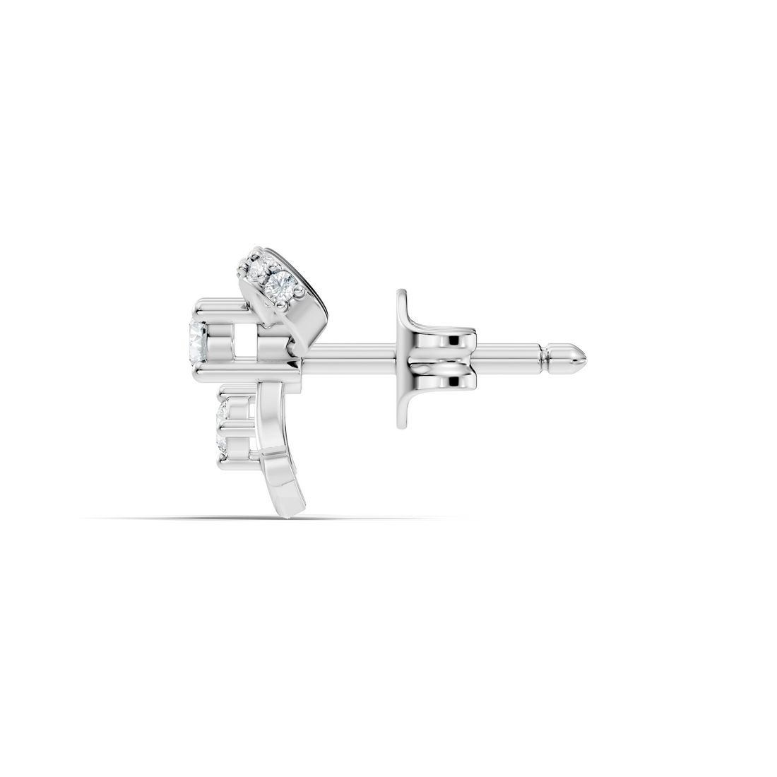 Round Brilliant Cut Diamond Ribbon Bow Stud