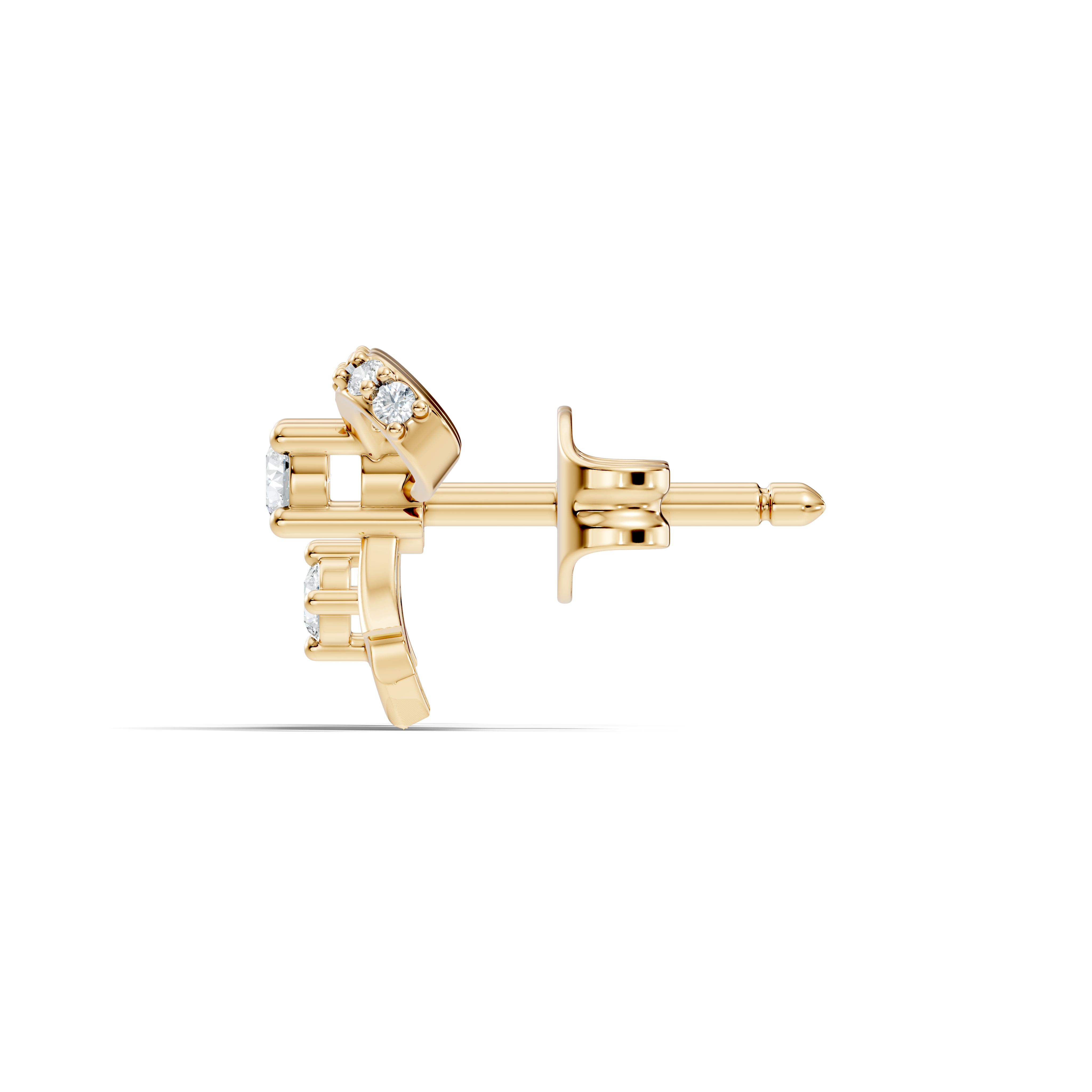 Round Brilliant Cut Diamond Ribbon Bow Stud
