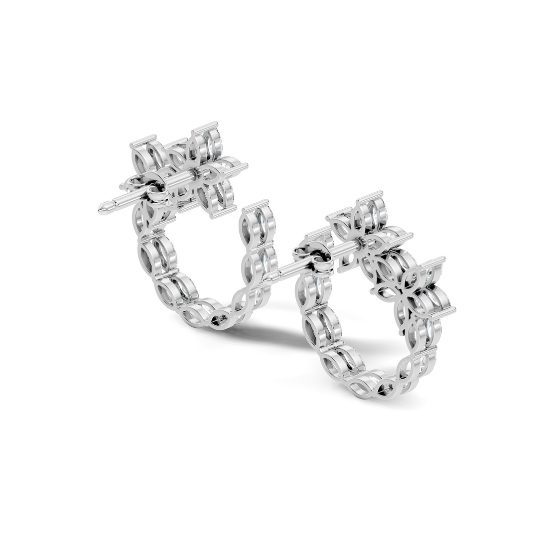 Floral Bloom Marquise Diamond Curved Earrings