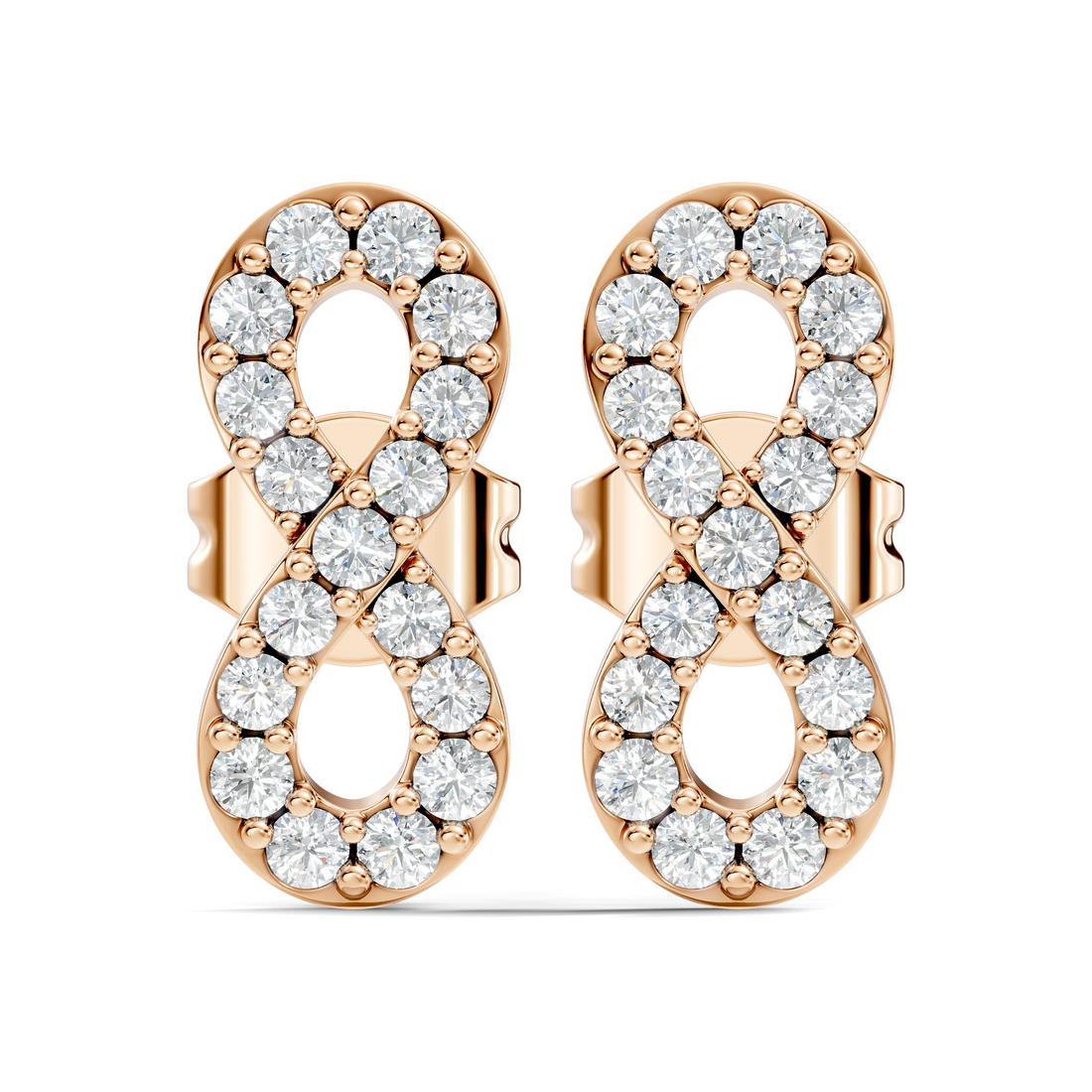 Round Diamond Infinity Loop Cluster Stud