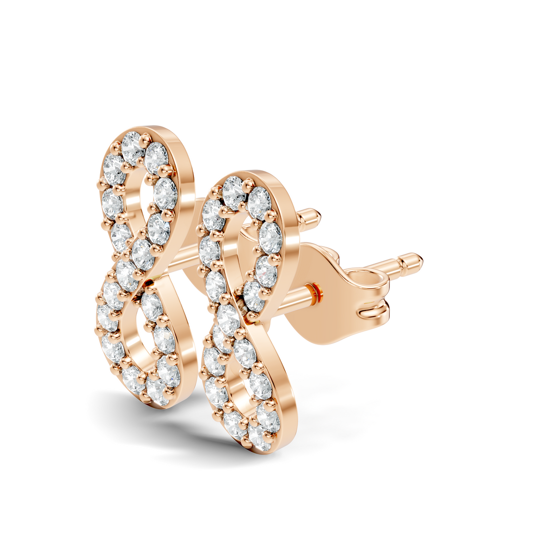 Round Diamond Infinity Loop Cluster Stud