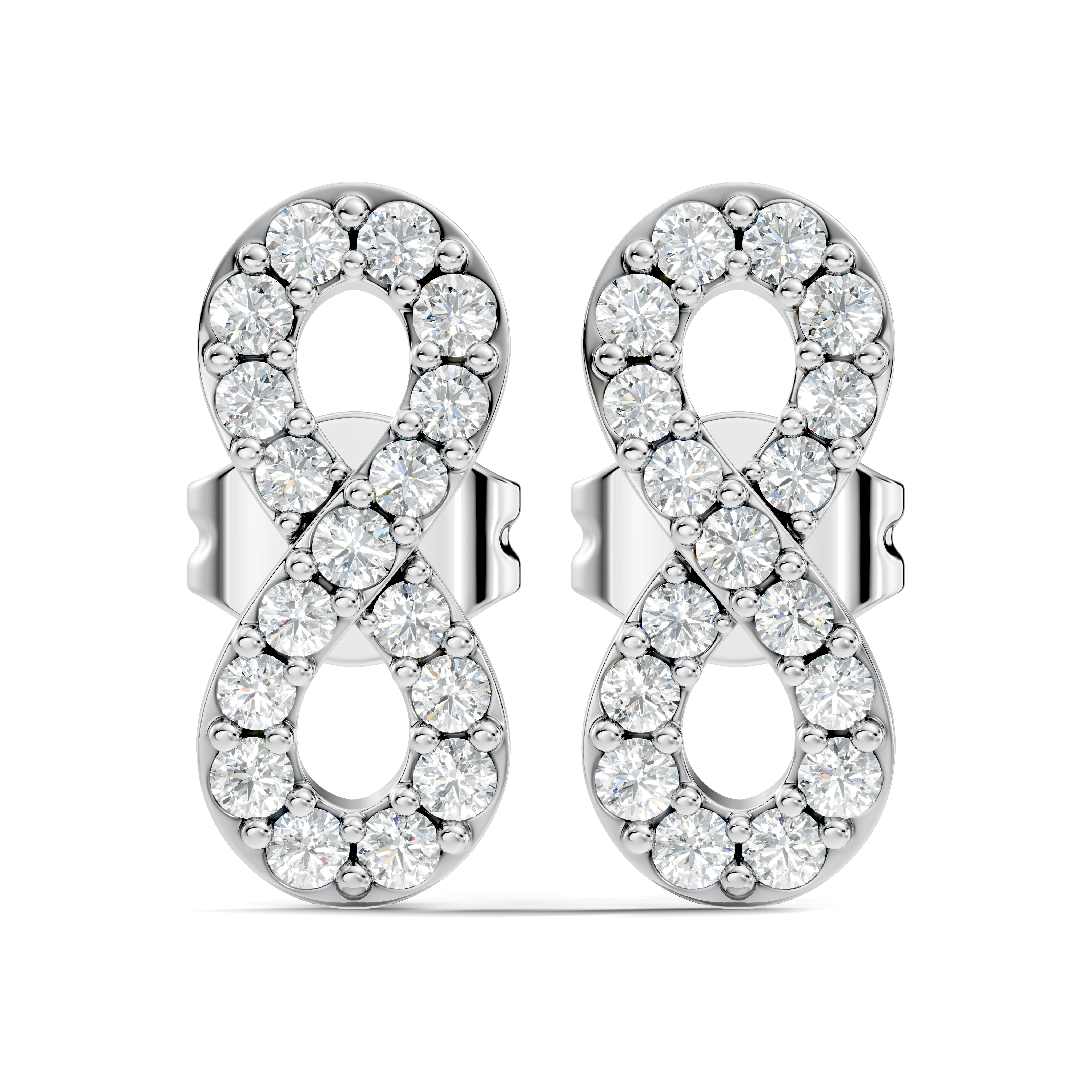 Round Diamond Infinity Loop Cluster Stud
