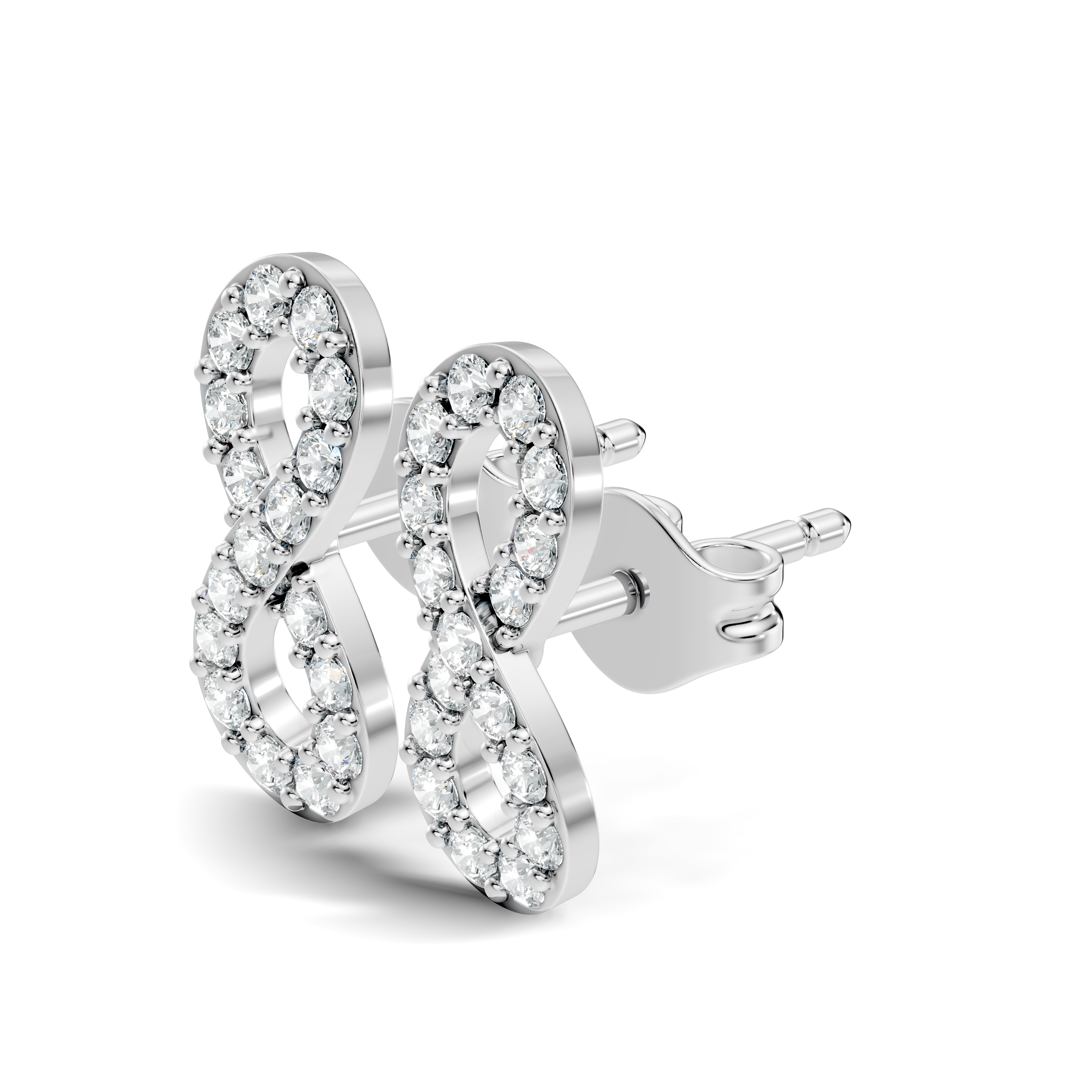 Round Diamond Infinity Loop Cluster Stud