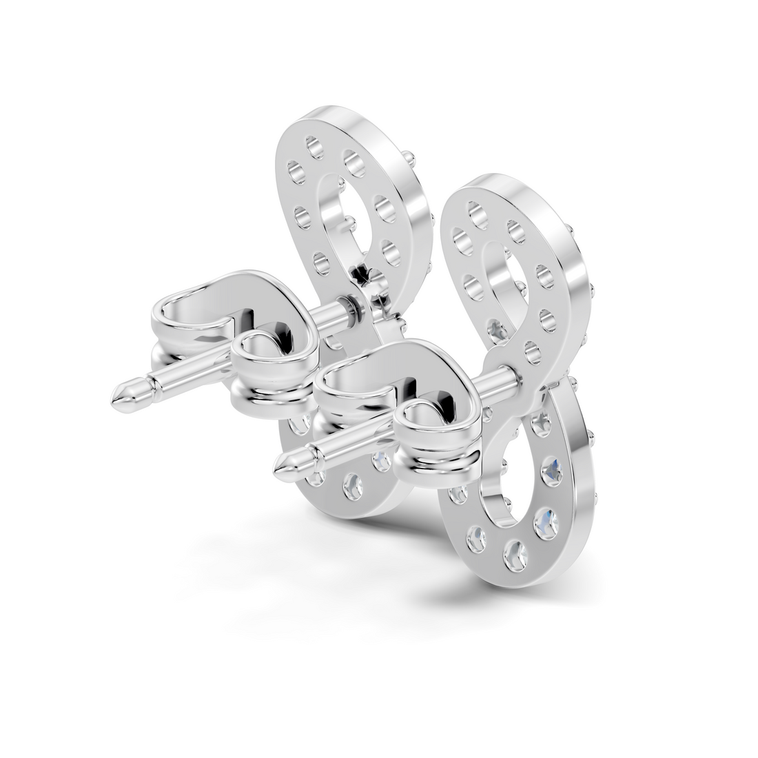 Round Diamond Infinity Loop Cluster Stud