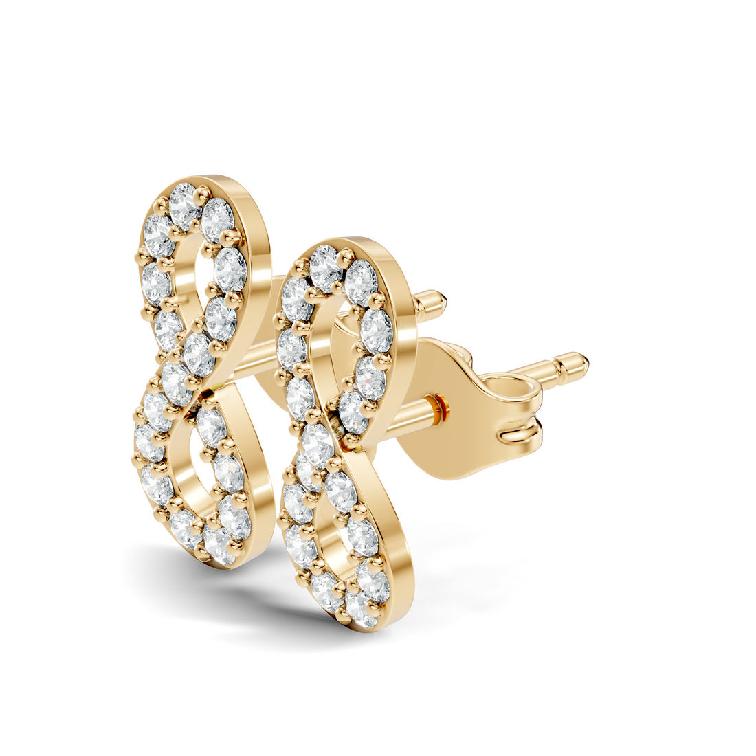 Round Diamond Infinity Loop Cluster Stud