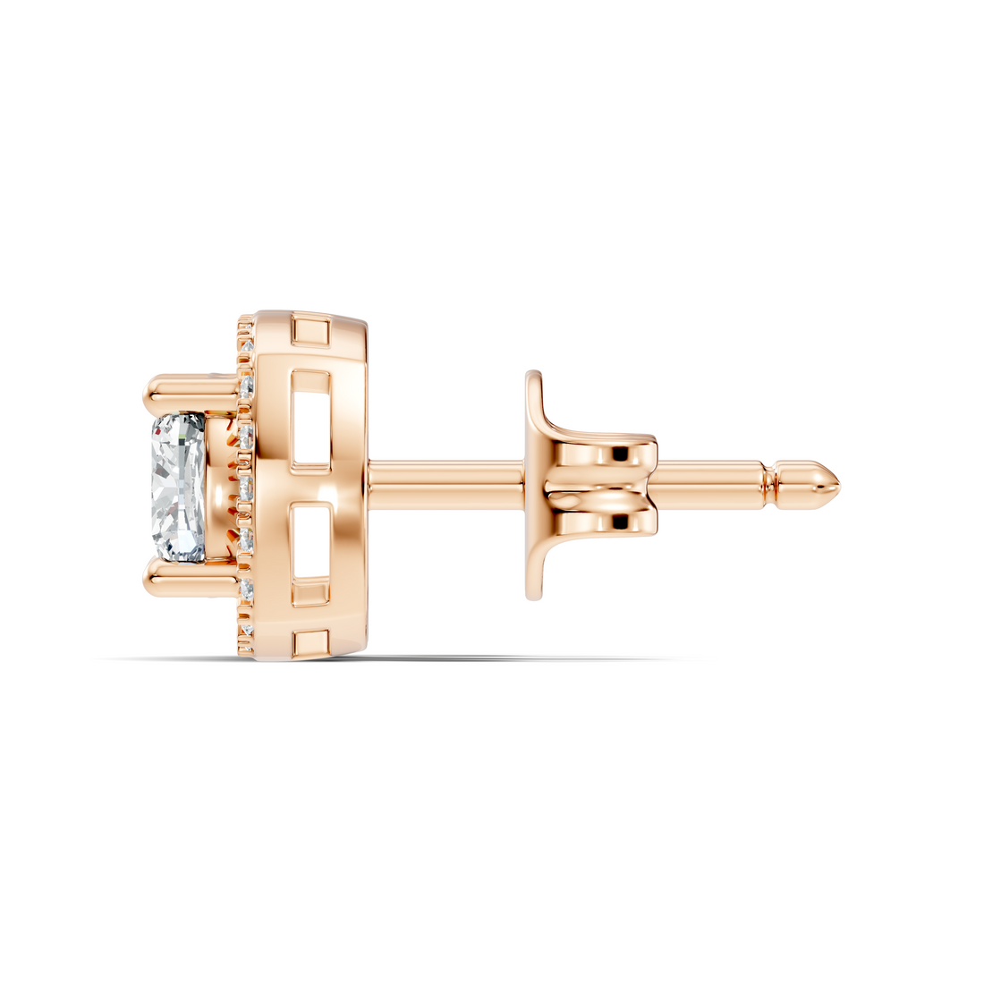 Cushion Cut Diamond Square Halo Stud