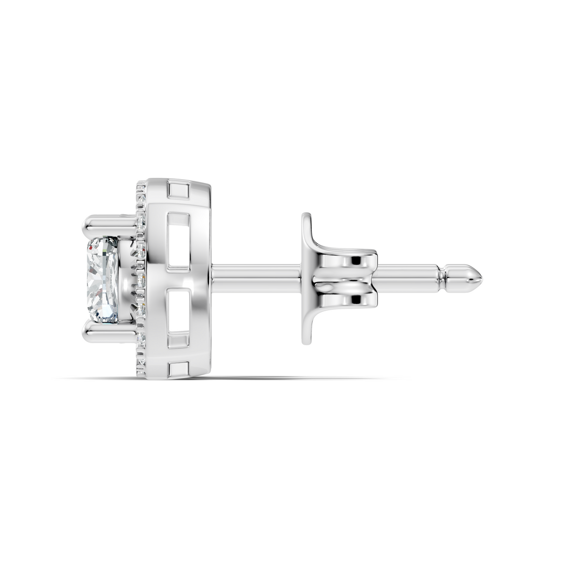 Cushion Cut Diamond Square Halo Stud