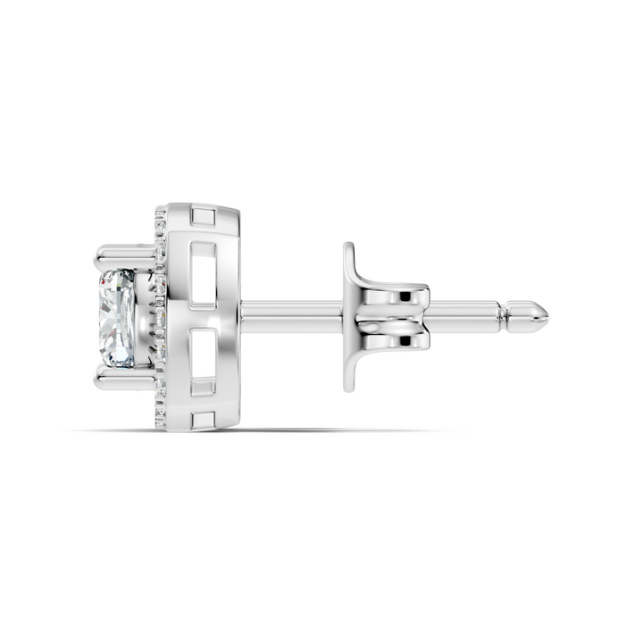 Cushion Cut Diamond Square Halo Stud