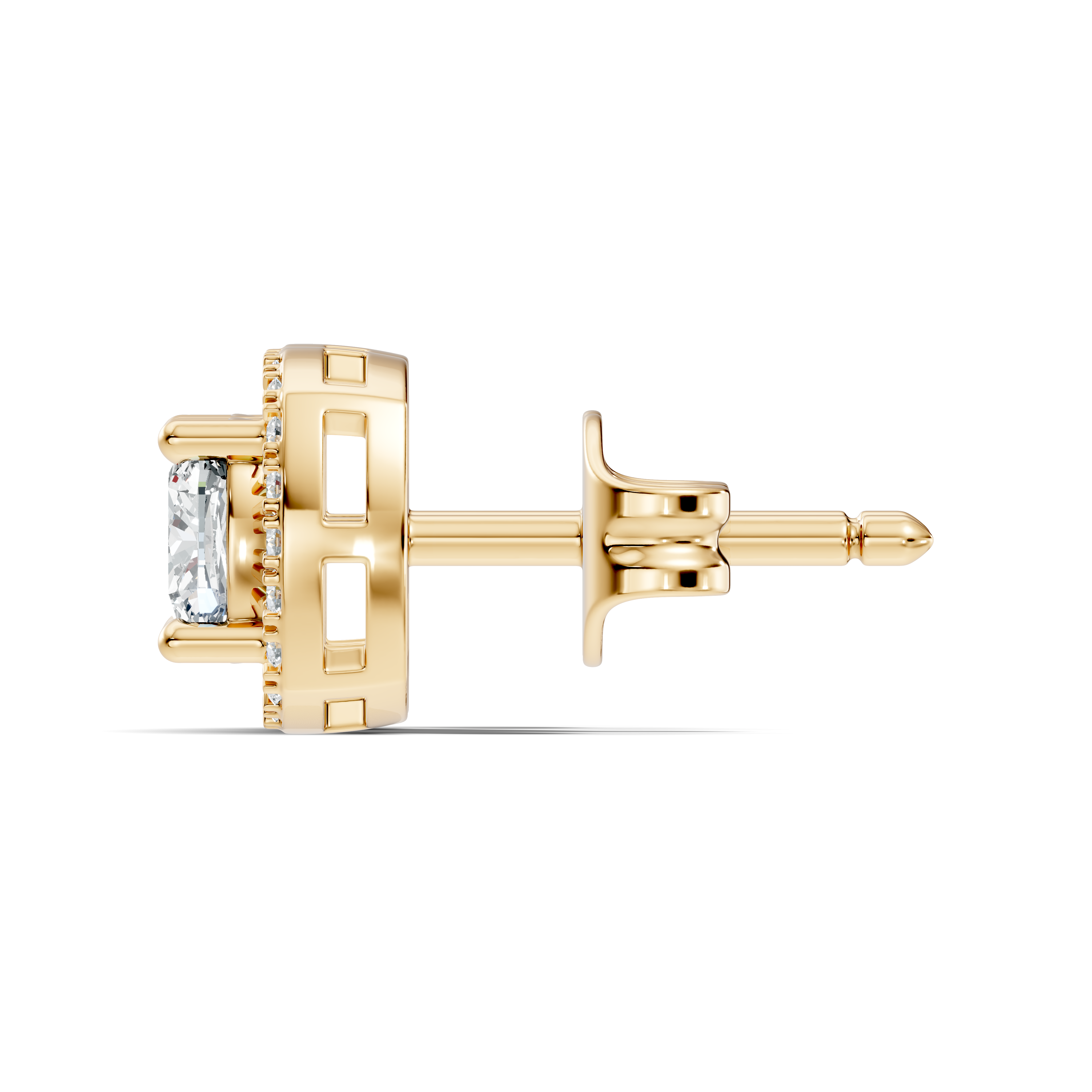 Cushion Cut Diamond Square Halo Stud