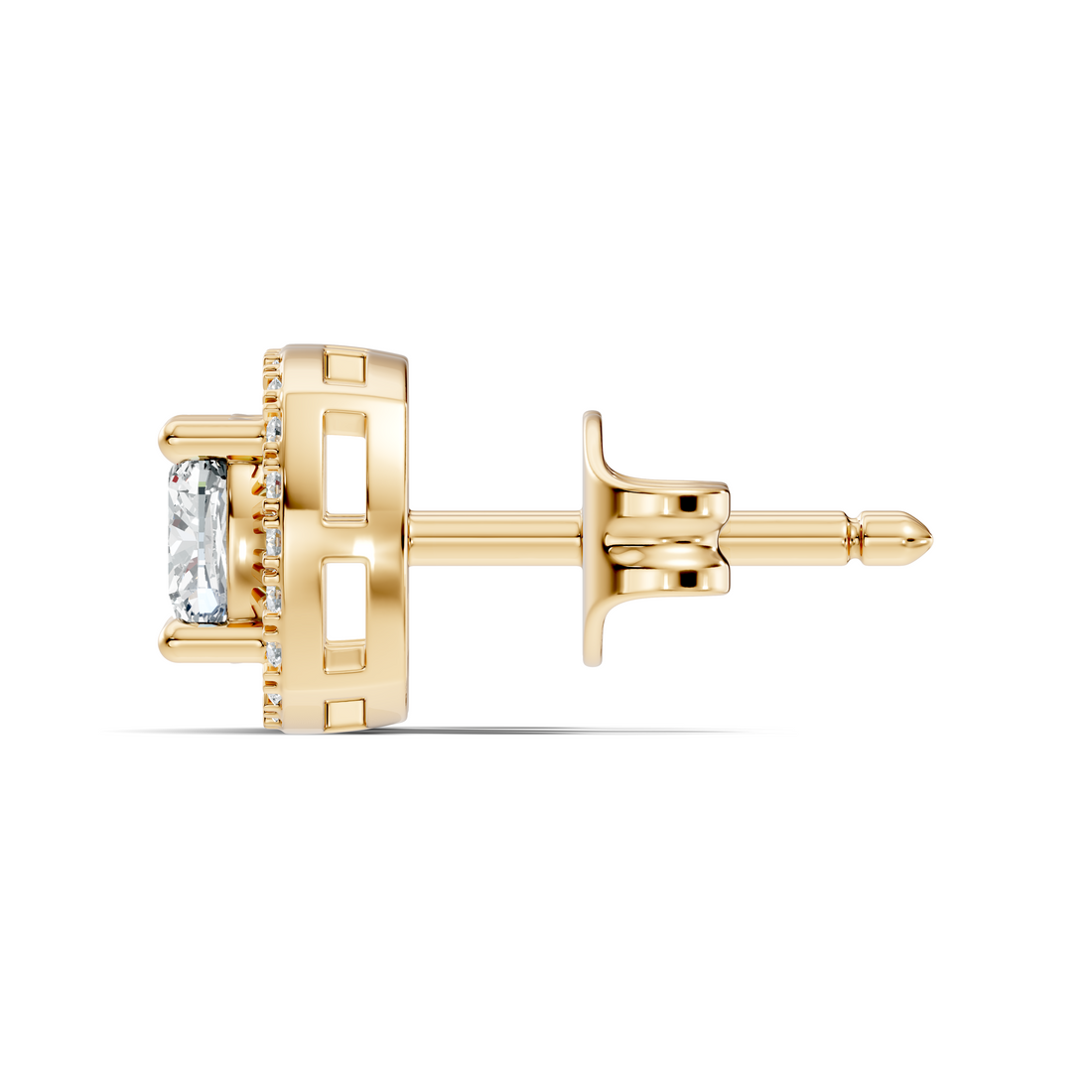 Cushion Cut Diamond Square Halo Stud