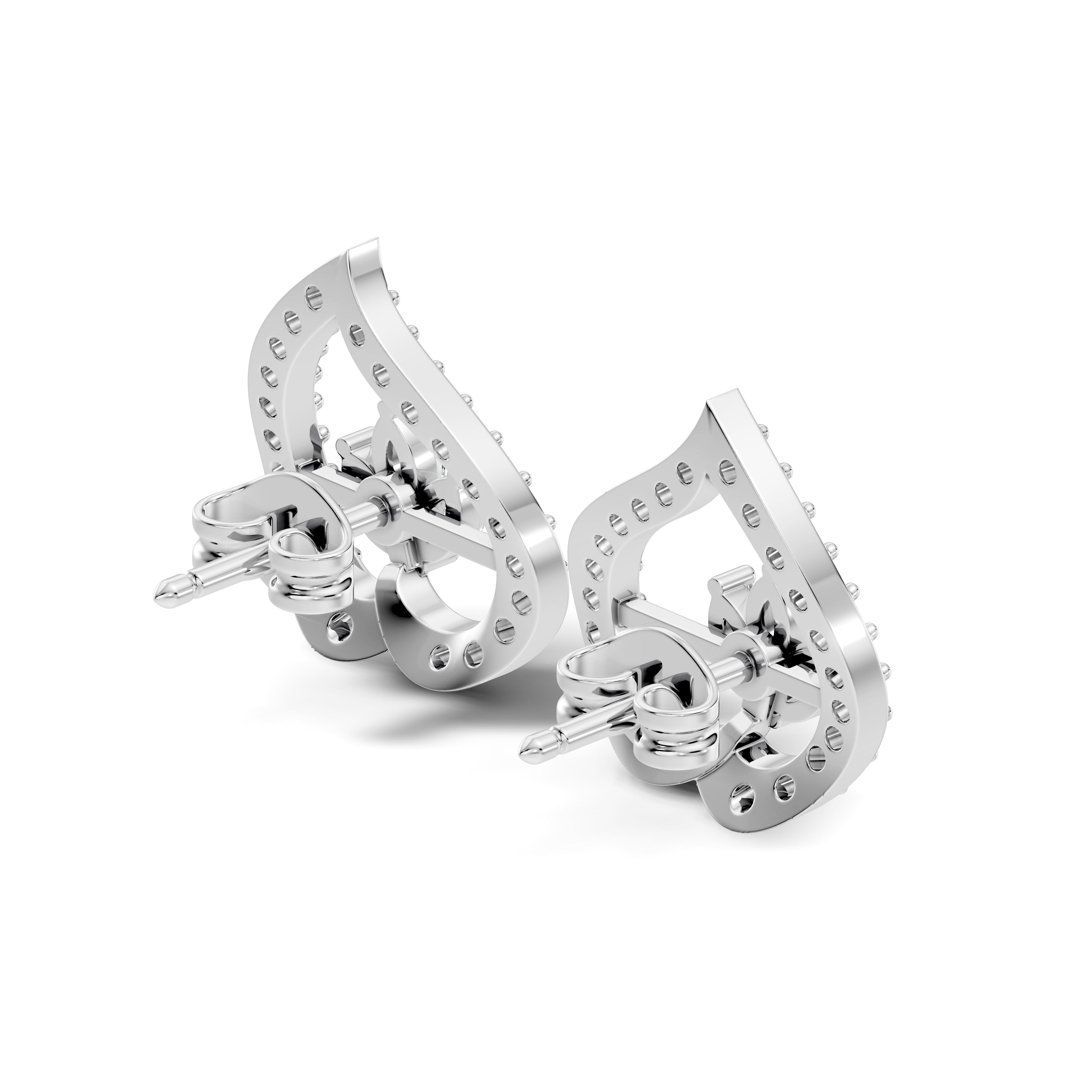 Marquise & Round Diamond Openwork Leaf Stud