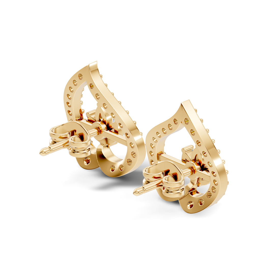 Marquise & Round Diamond Openwork Leaf Stud