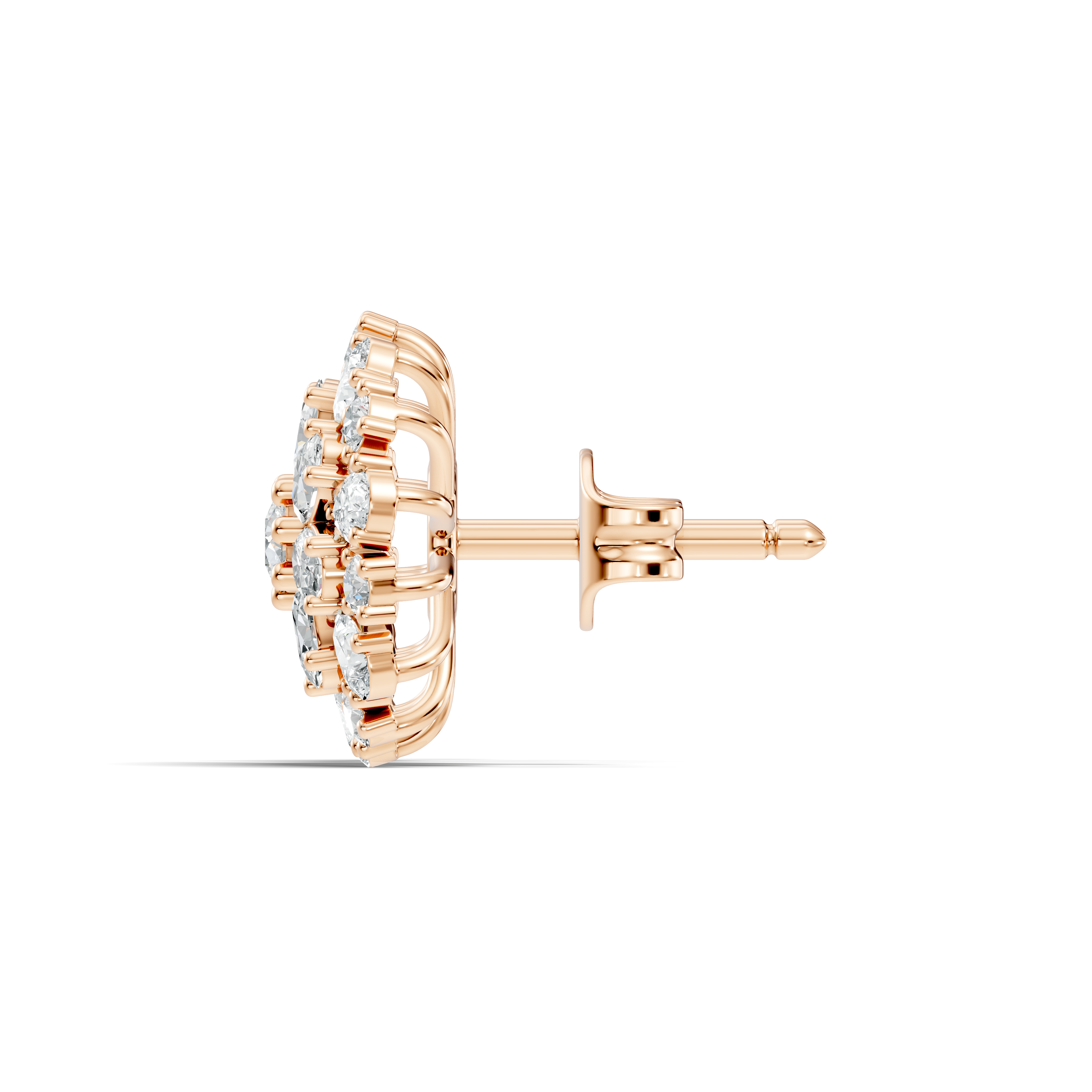 Multi-Shape Diamond Floral Sunburst Cluster Stud