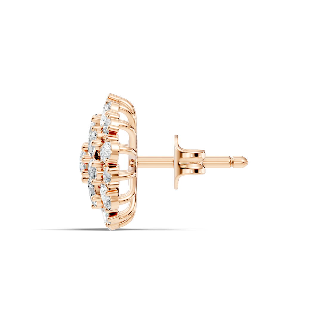 Multi-Shape Diamond Floral Sunburst Cluster Stud