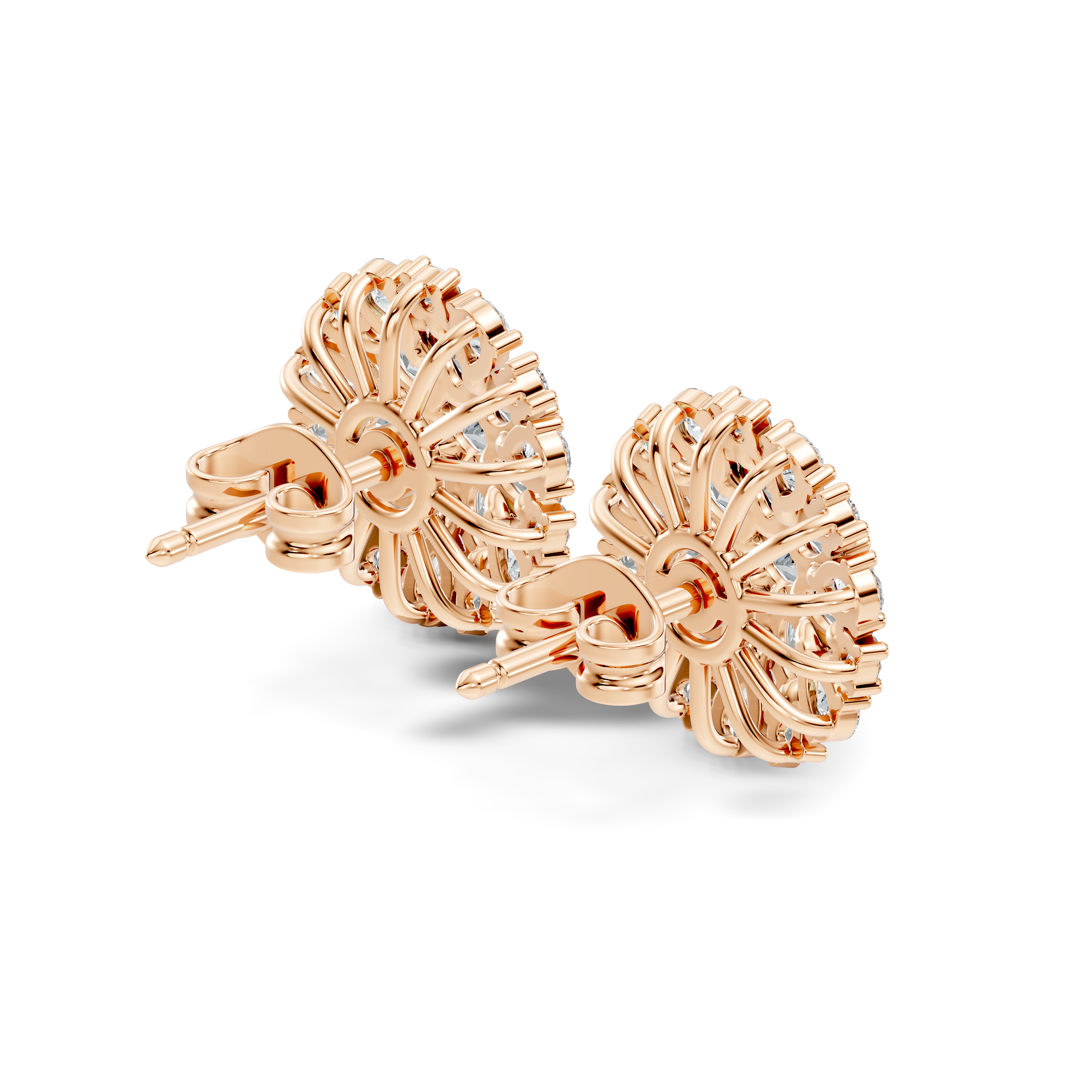 Multi-Shape Diamond Floral Sunburst Cluster Stud