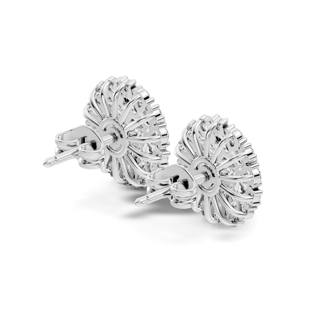Multi-Shape Diamond Floral Sunburst Cluster Stud