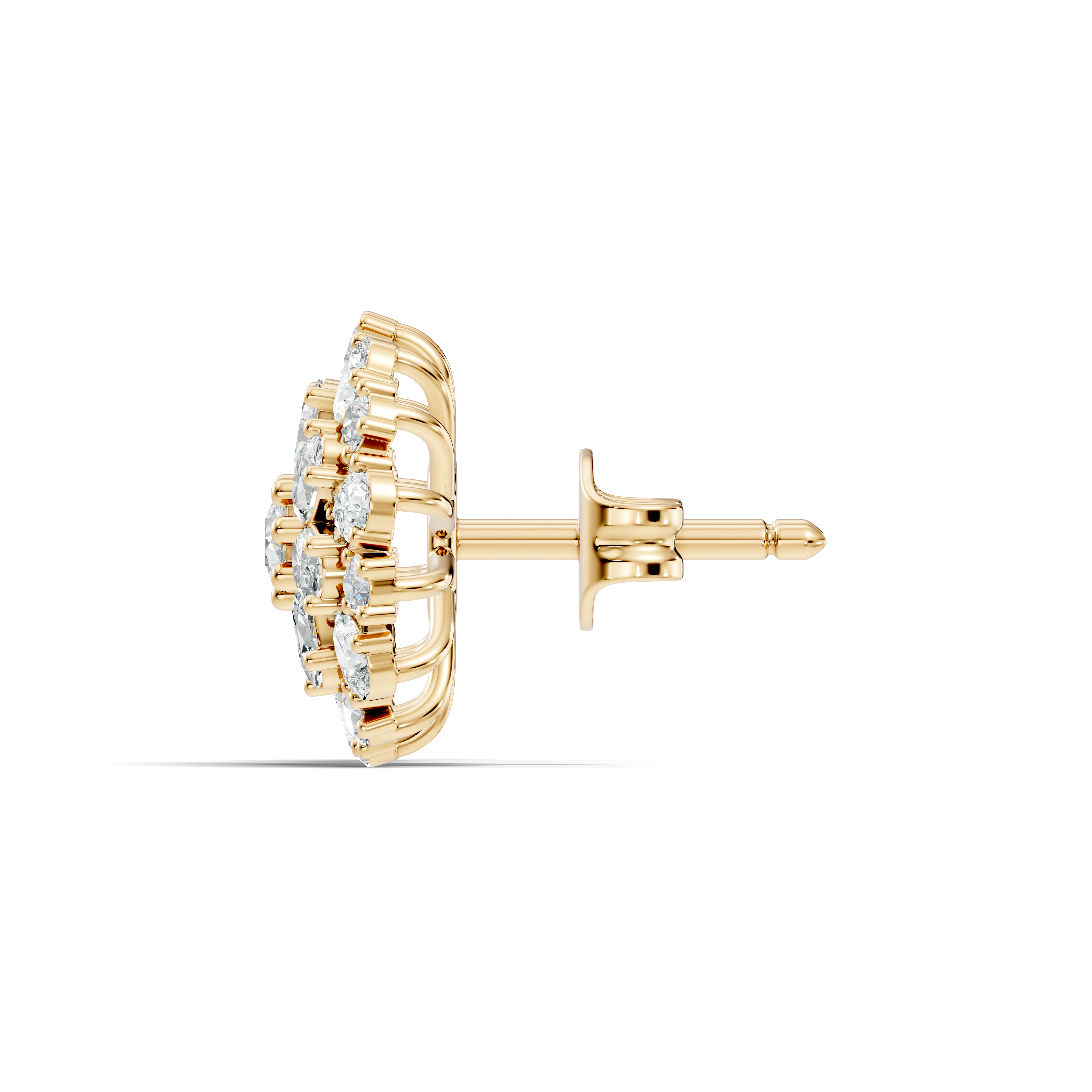 Multi-Shape Diamond Floral Sunburst Cluster Stud