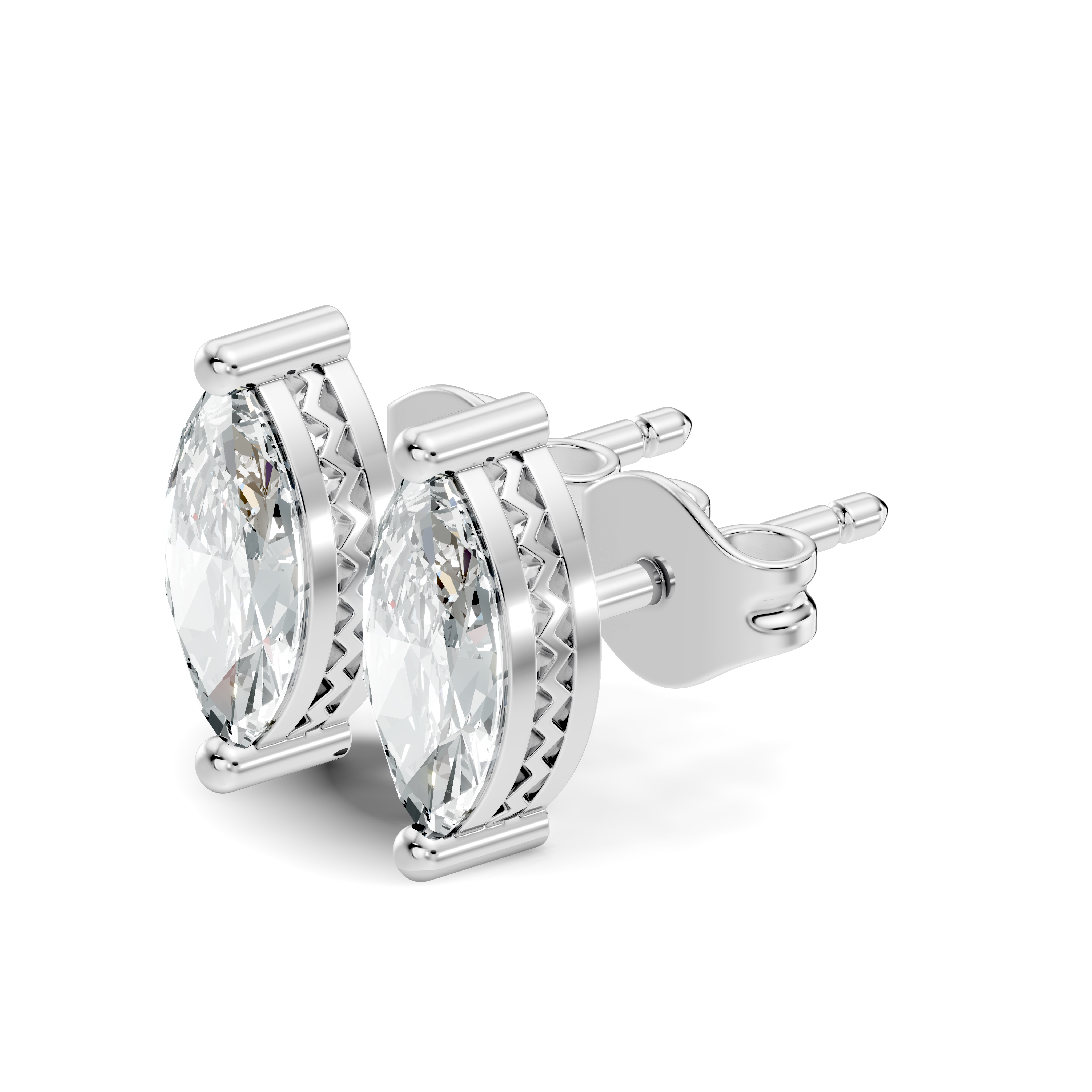 Marquise Cut Diamond Solitaire Stud  (1.27 TCW)