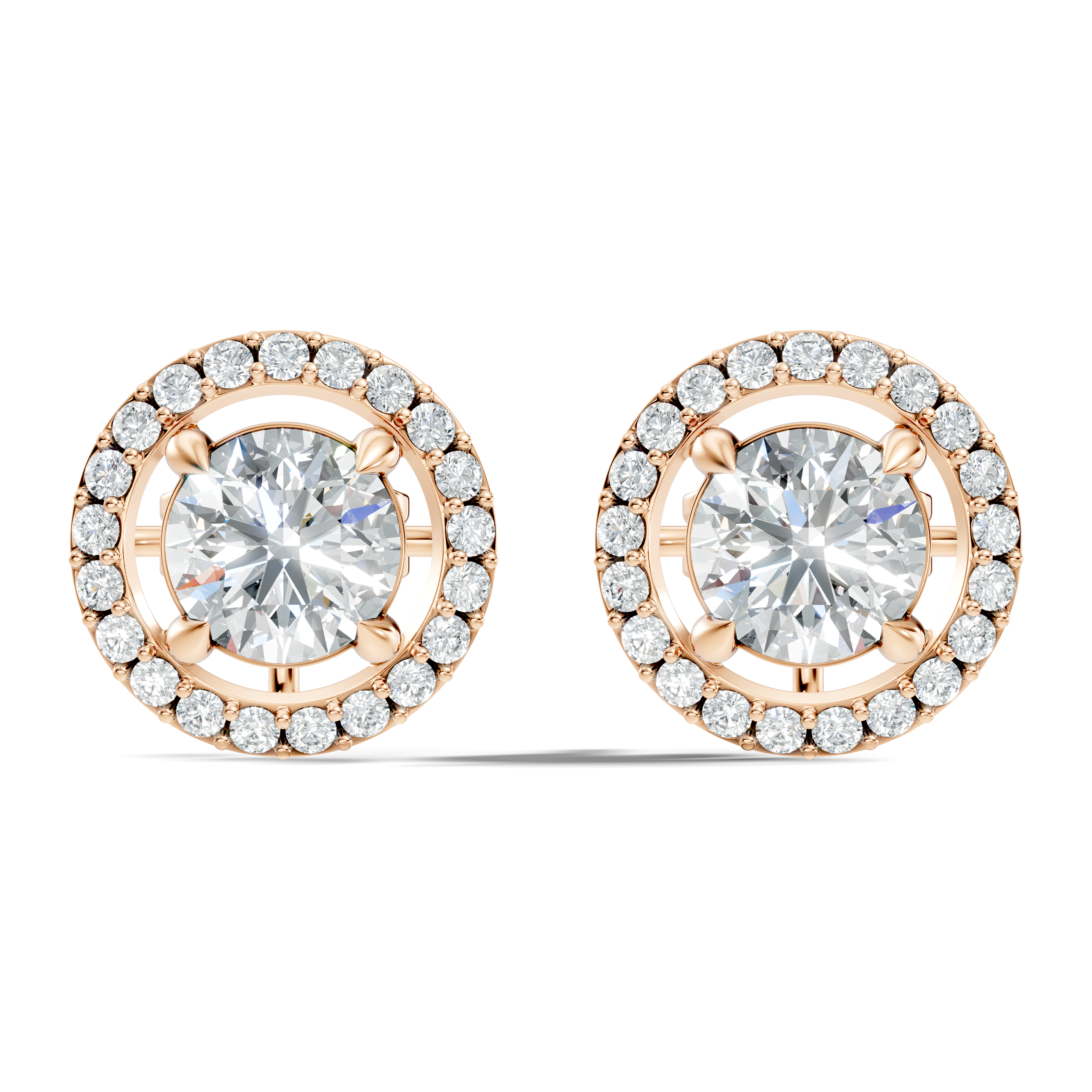 Round Brilliant Cut Diamond Floating Open Halo Stud (2.12 TCW)