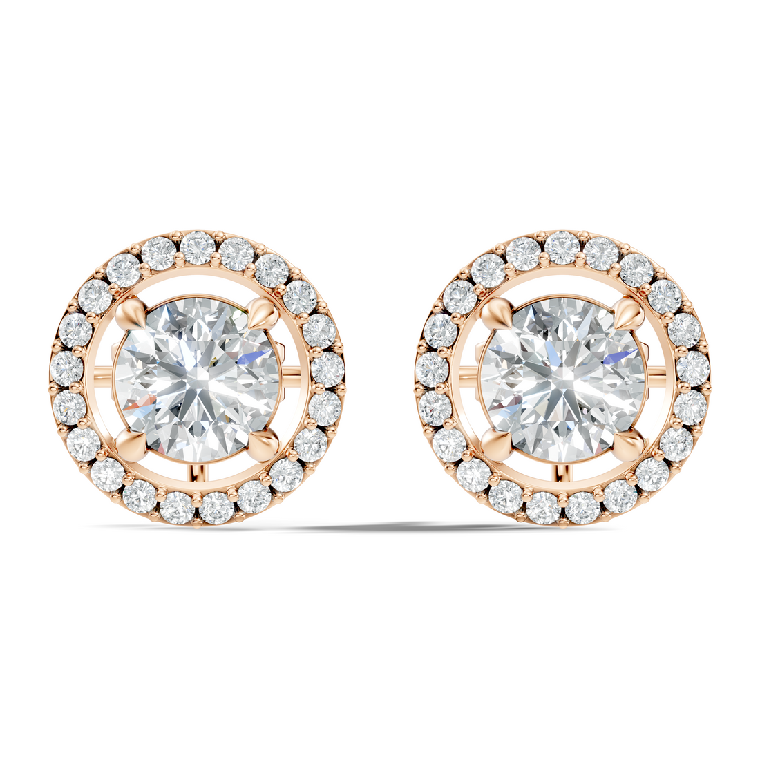 Round Brilliant Cut Diamond Floating Open Halo Stud (2.12 TCW)
