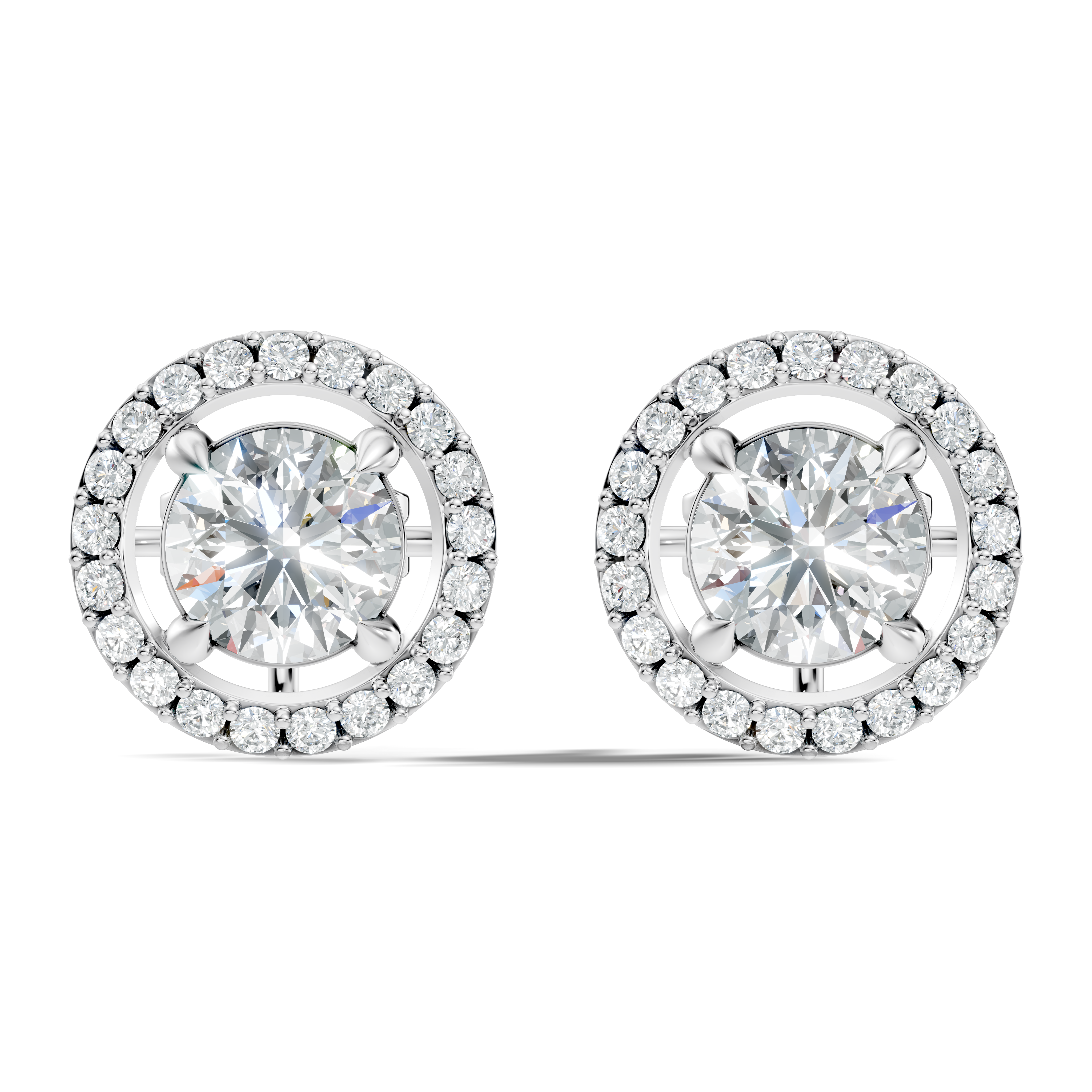 Round Brilliant Cut Diamond Floating Open Halo Stud (2.12 TCW)