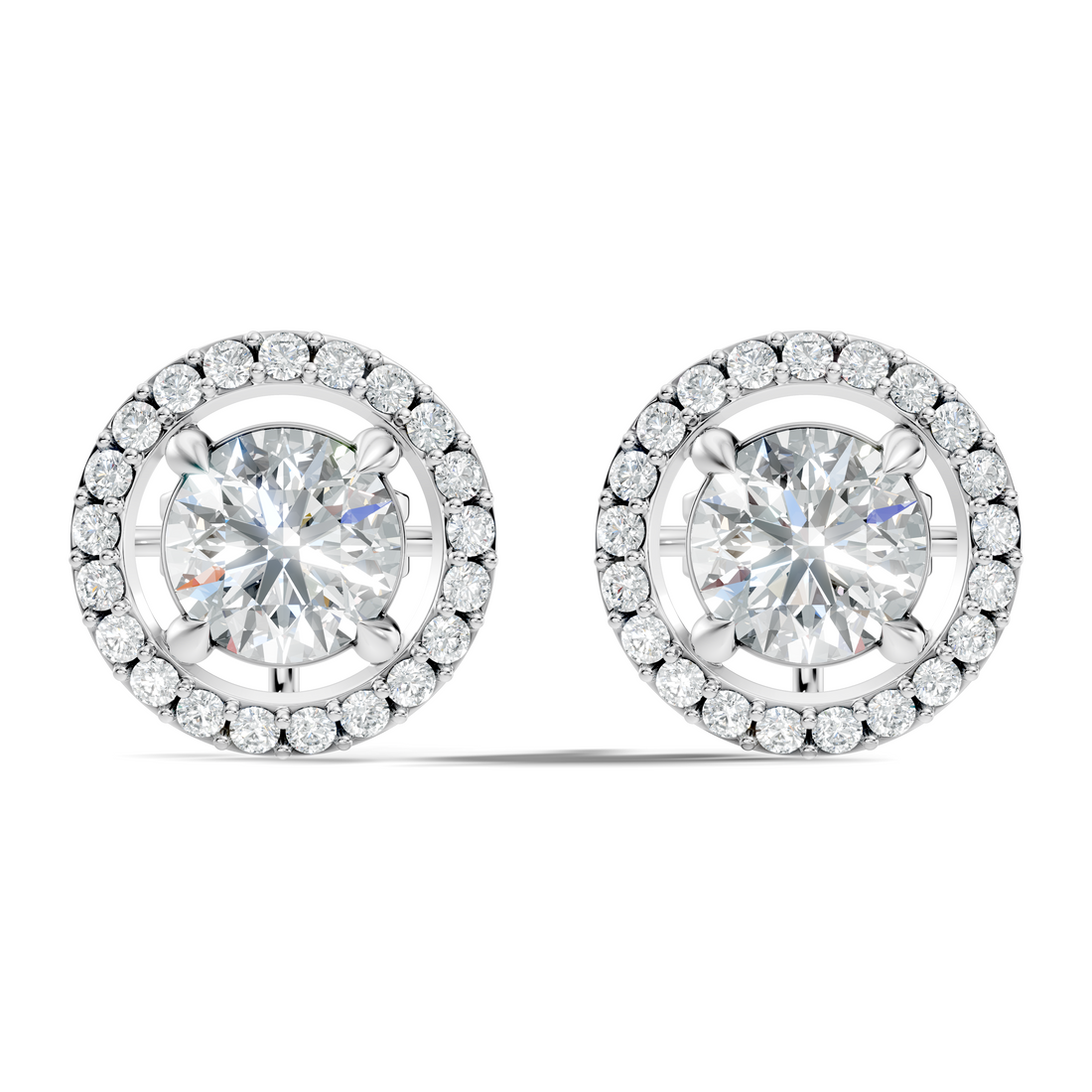 Round Brilliant Cut Diamond Floating Open Halo Stud (2.12 TCW)