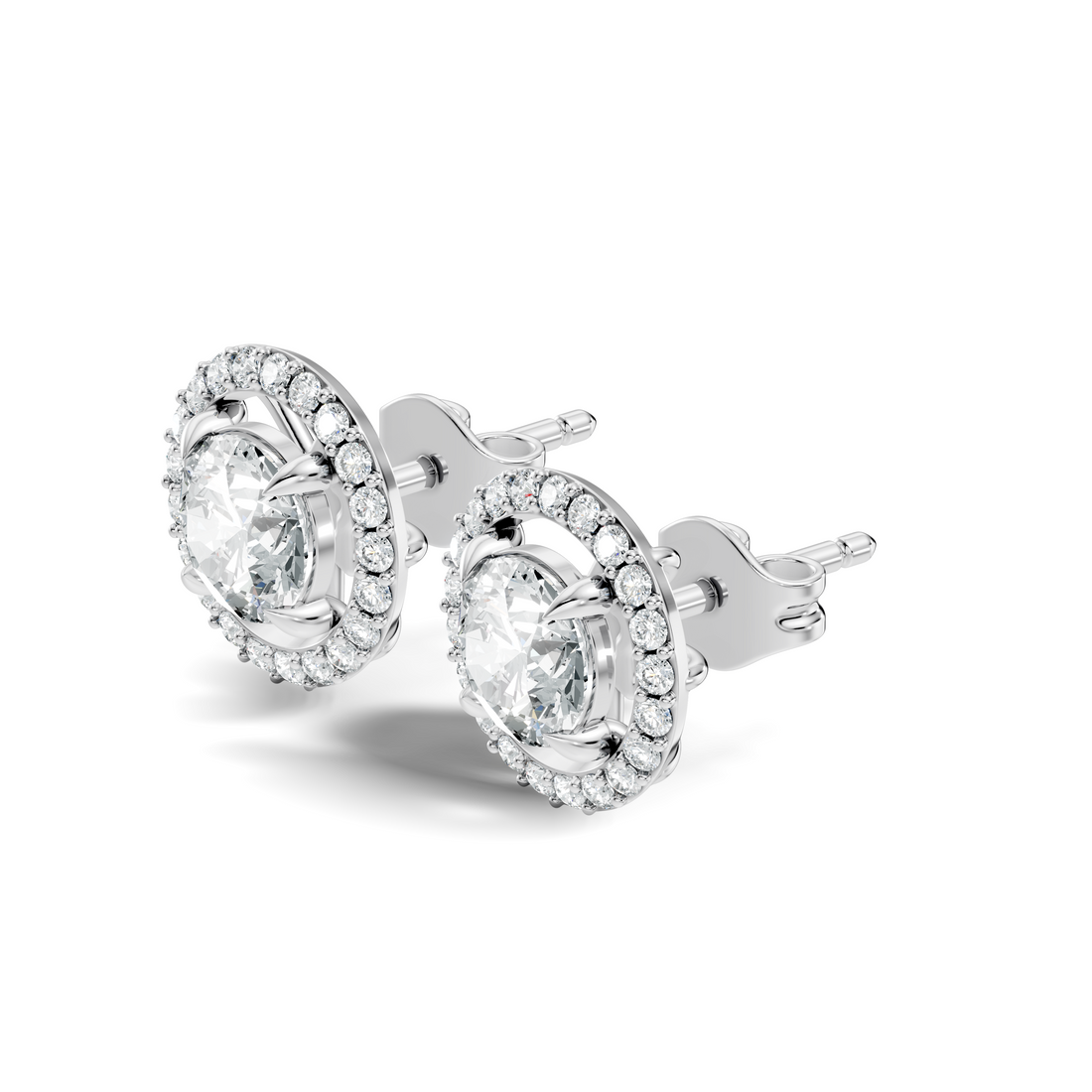 Round Brilliant Cut Diamond Floating Open Halo Stud (2.12 TCW)