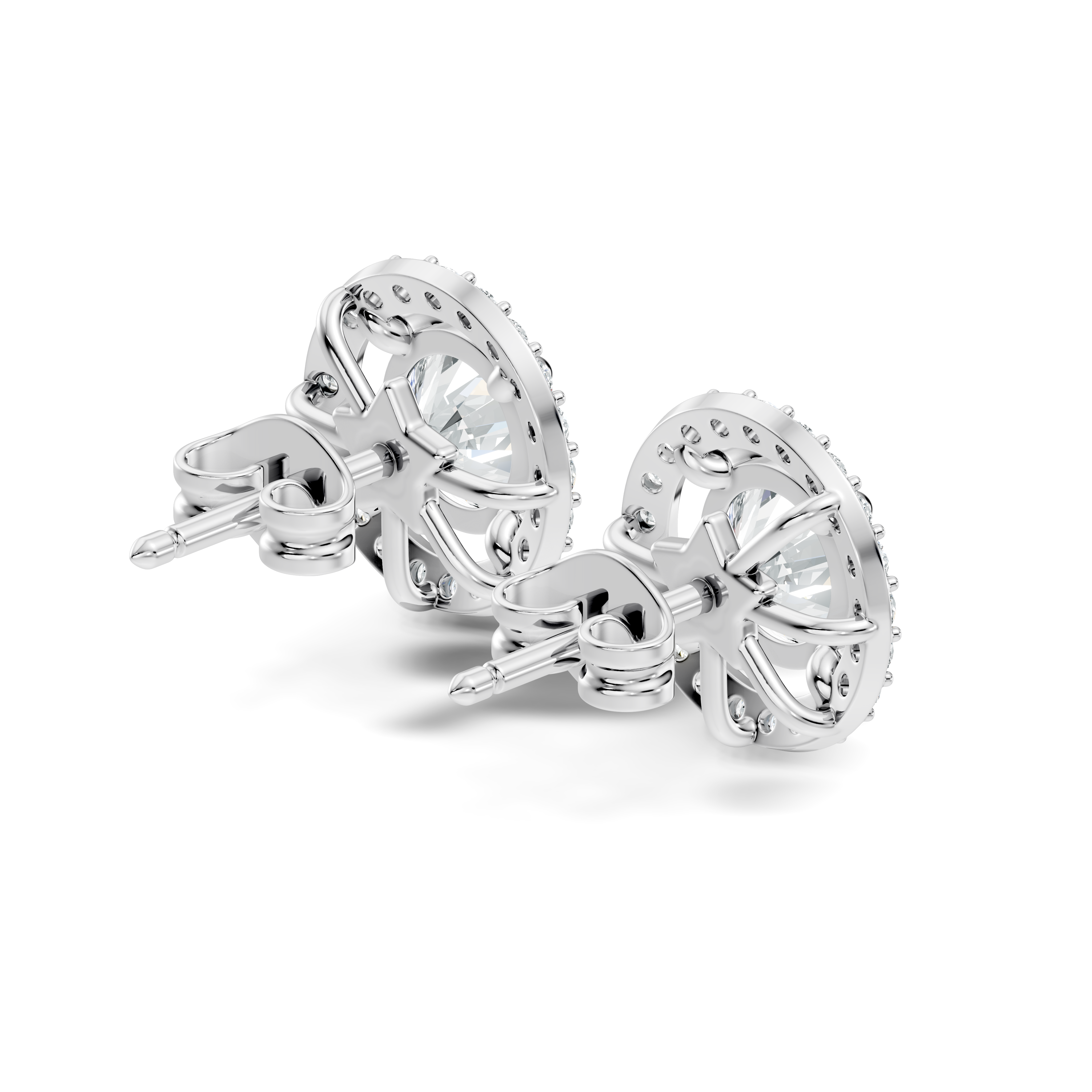 Round Brilliant Cut Diamond Floating Open Halo Stud (2.12 TCW)
