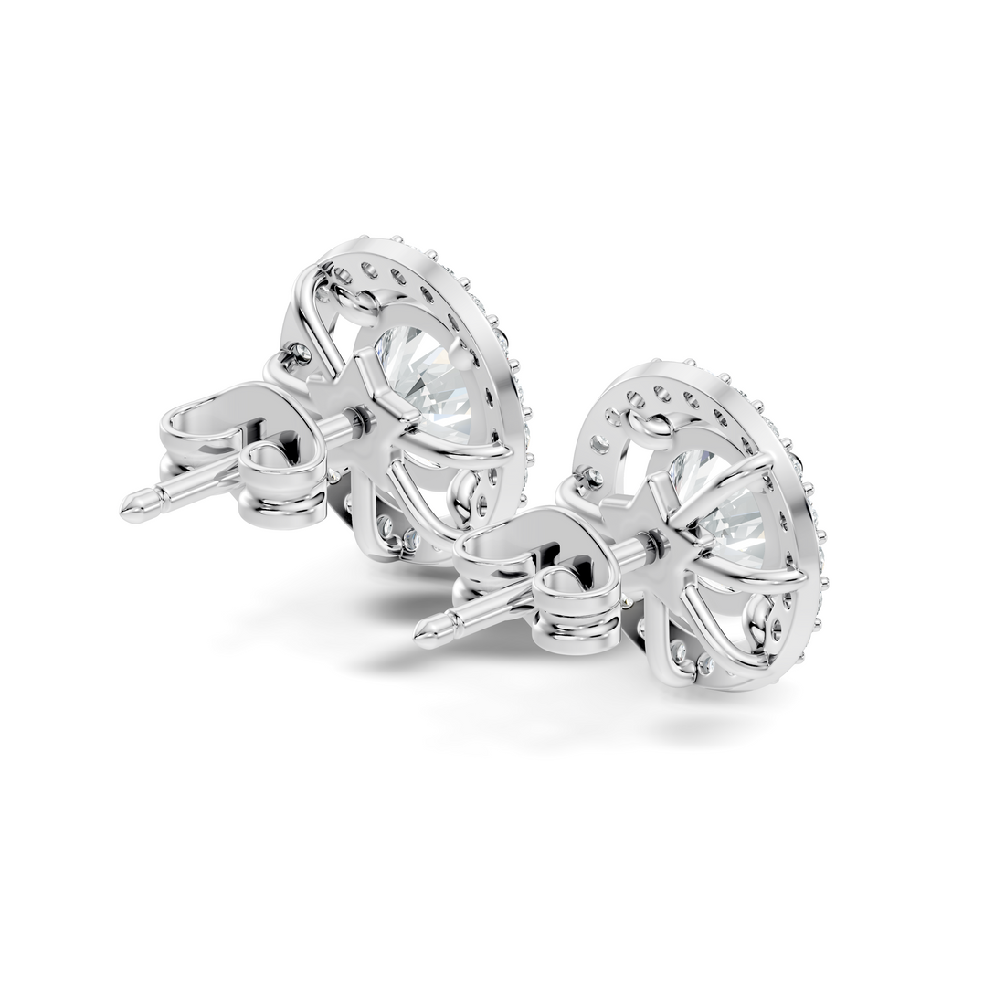 Round Brilliant Cut Diamond Floating Open Halo Stud (2.12 TCW)