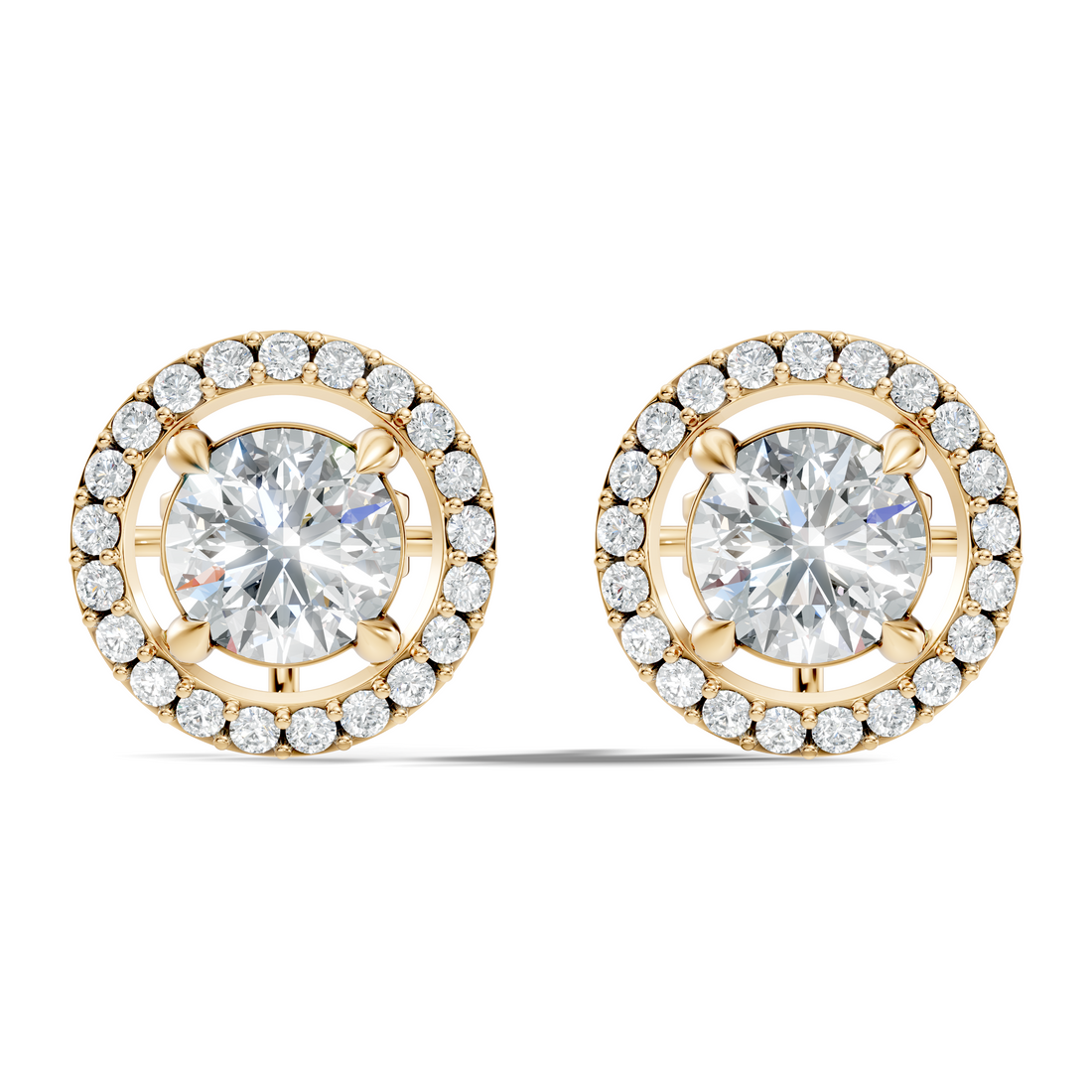 Round Brilliant Cut Diamond Floating Open Halo Stud (2.12 TCW)