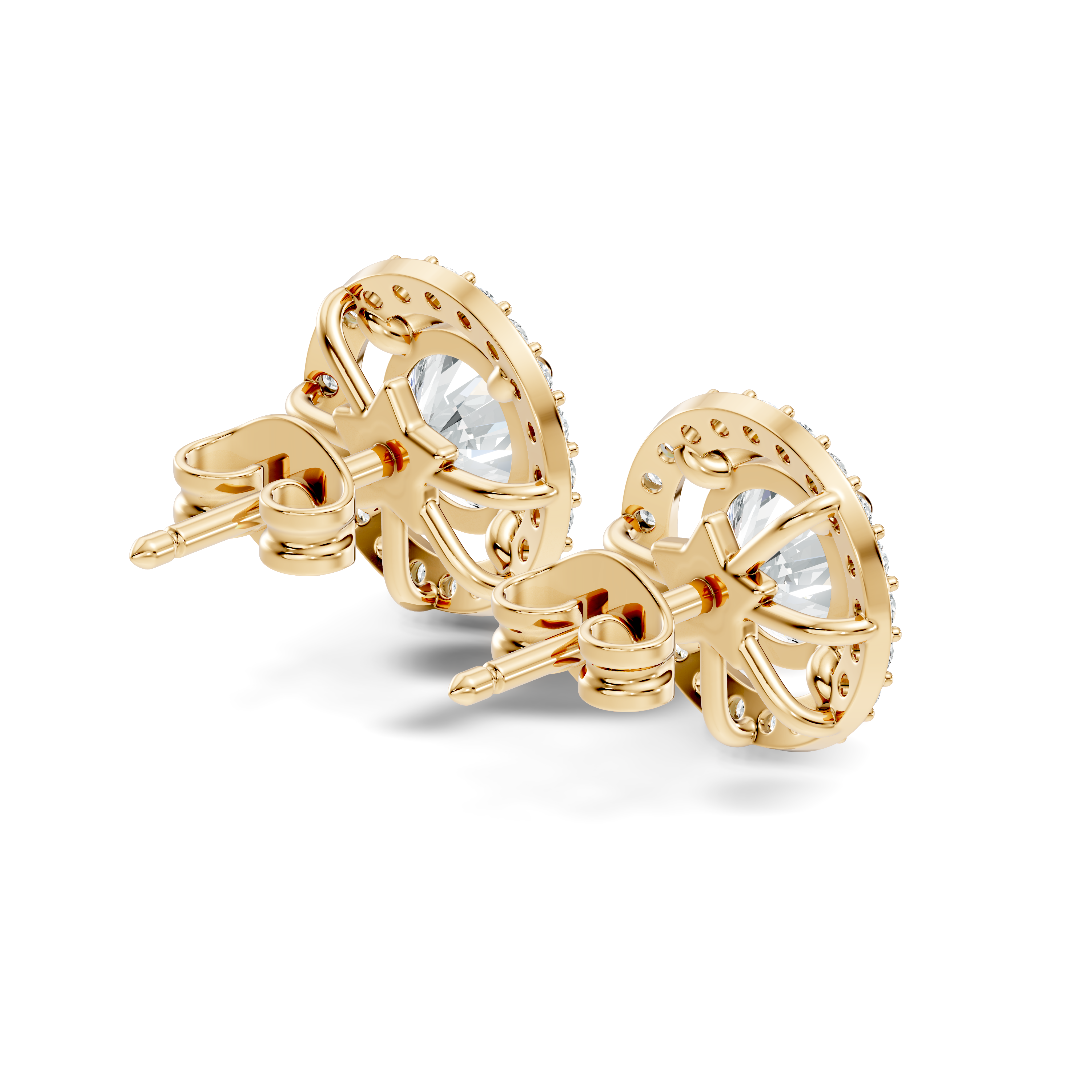Round Brilliant Cut Diamond Floating Open Halo Stud (2.12 TCW)