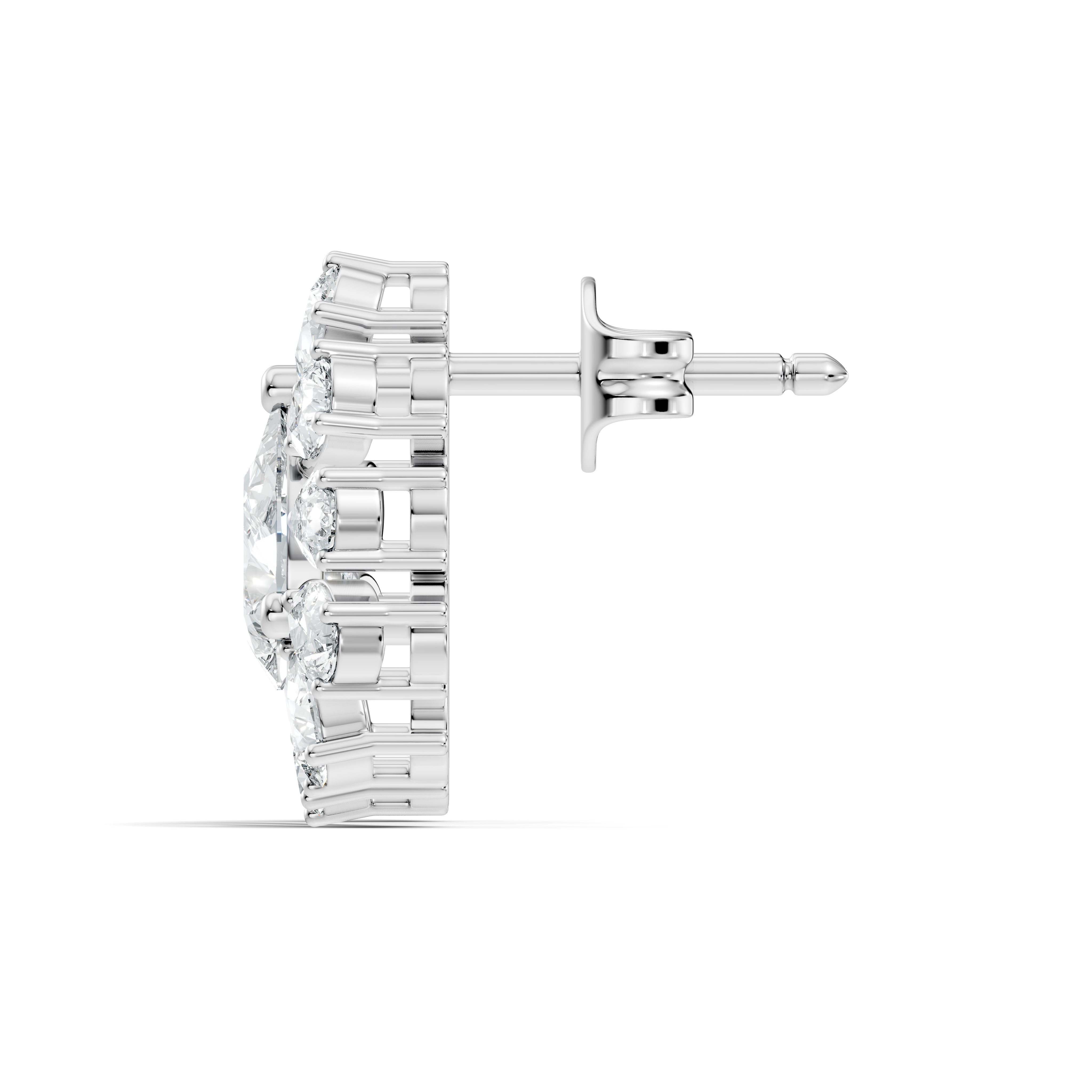Pear & Round Diamond Asymmetric Fan Cluster Stud