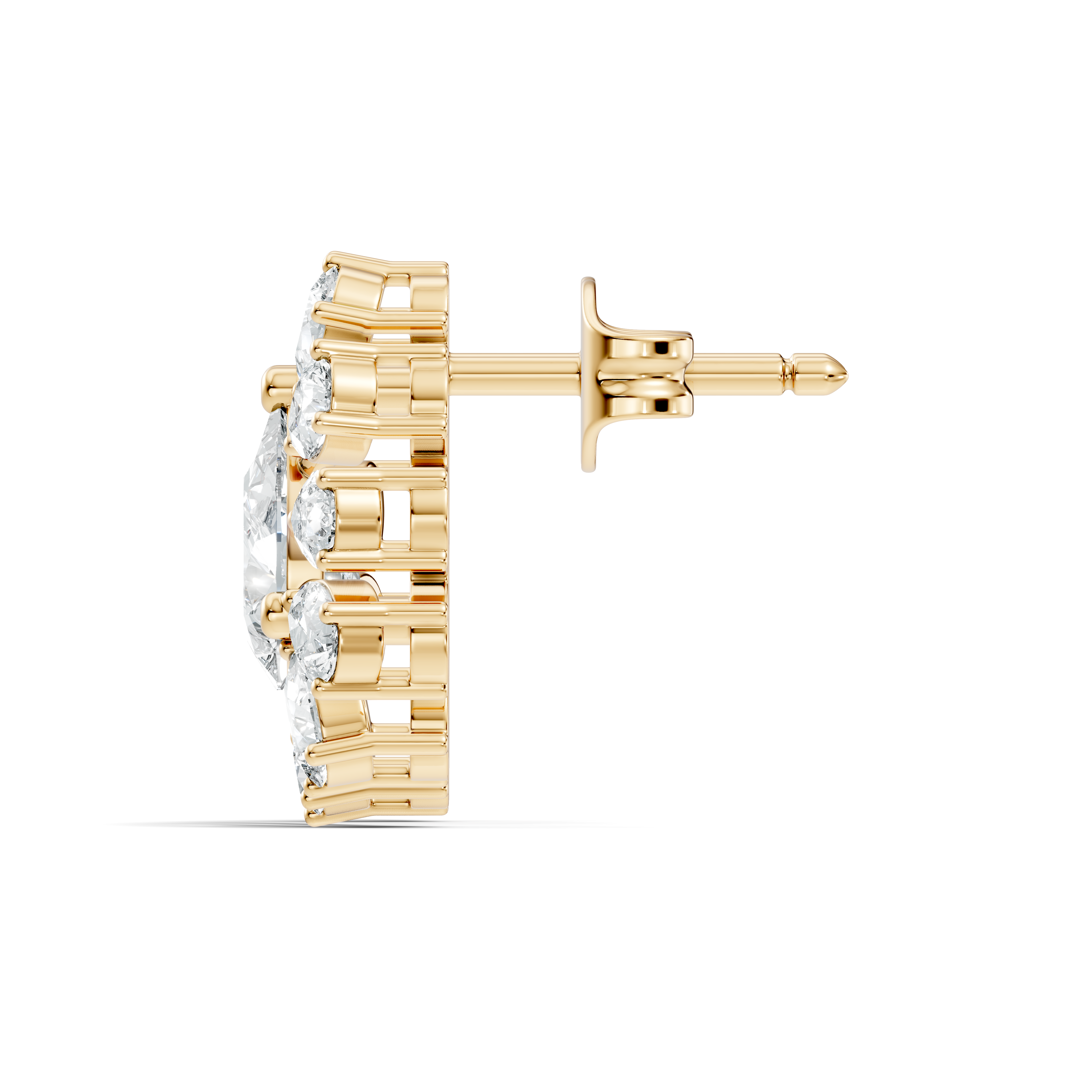 Pear & Round Diamond Asymmetric Fan Cluster Stud