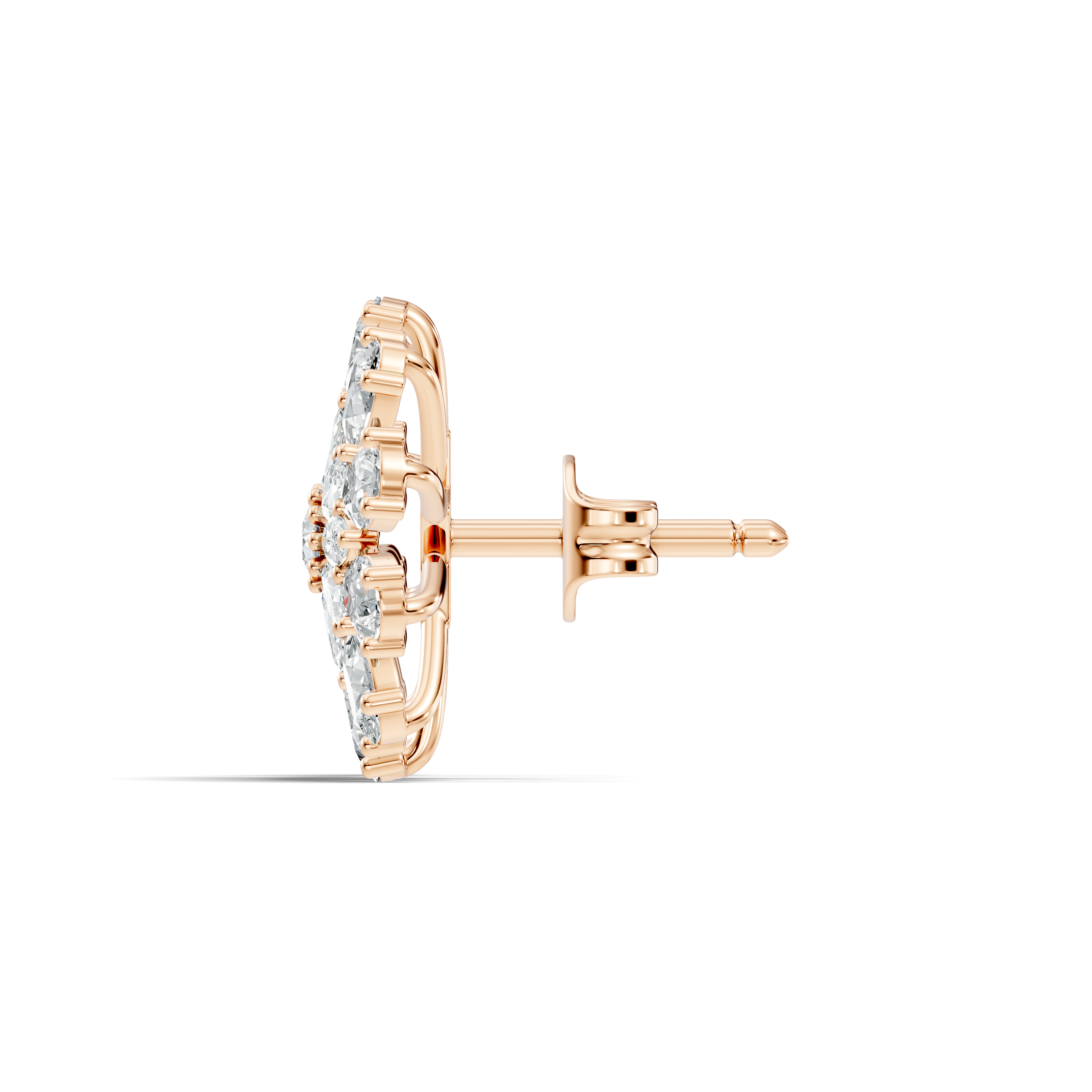 Pear, Marquise & Round Diamond Floral Sunburst Cluster Stud